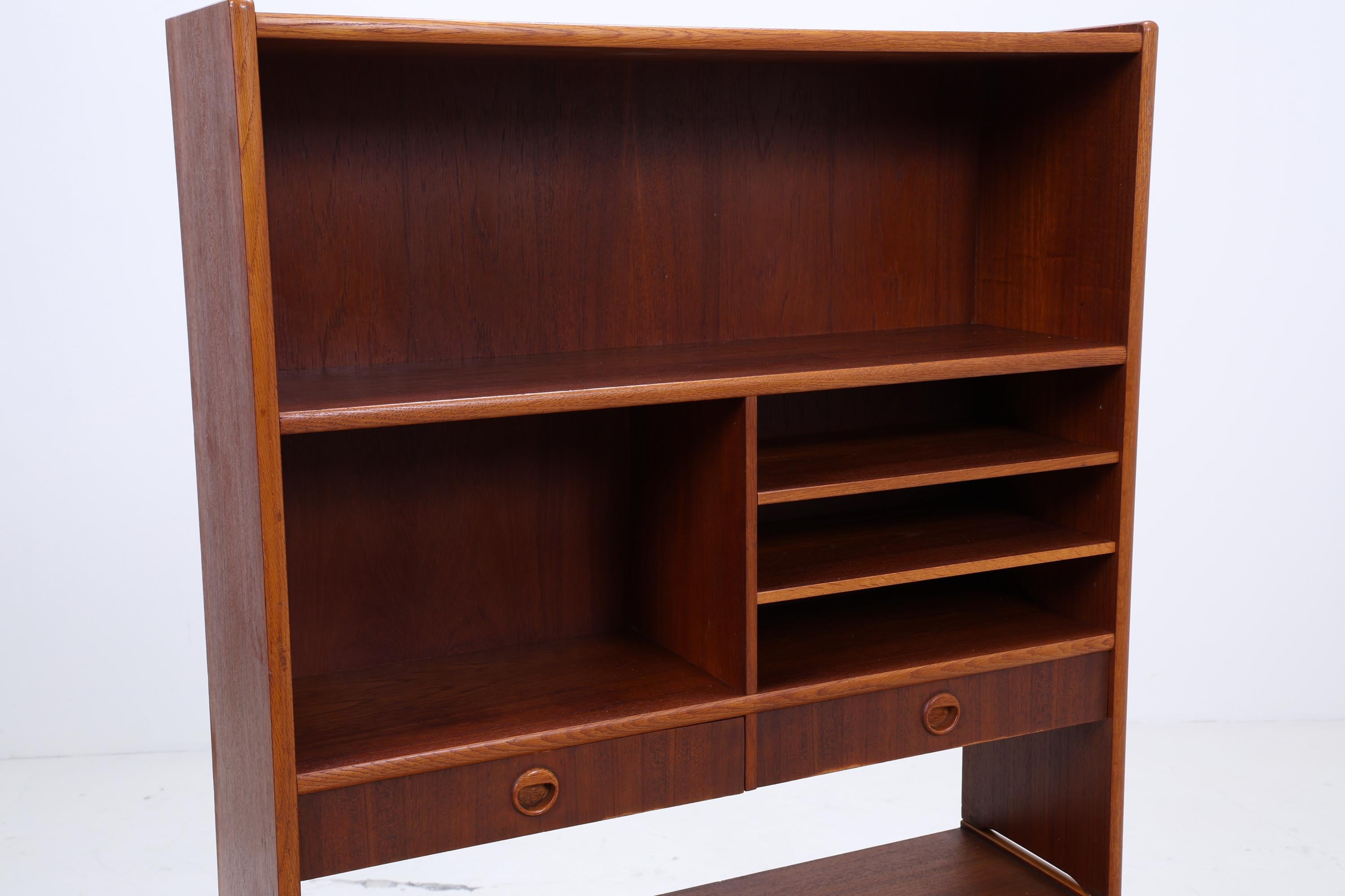 Vintage Teak Regal 60er Jahre | Mid Century Bücherregal mit Schiebetüren & Schubladen Retro Holz Aufbewahrung