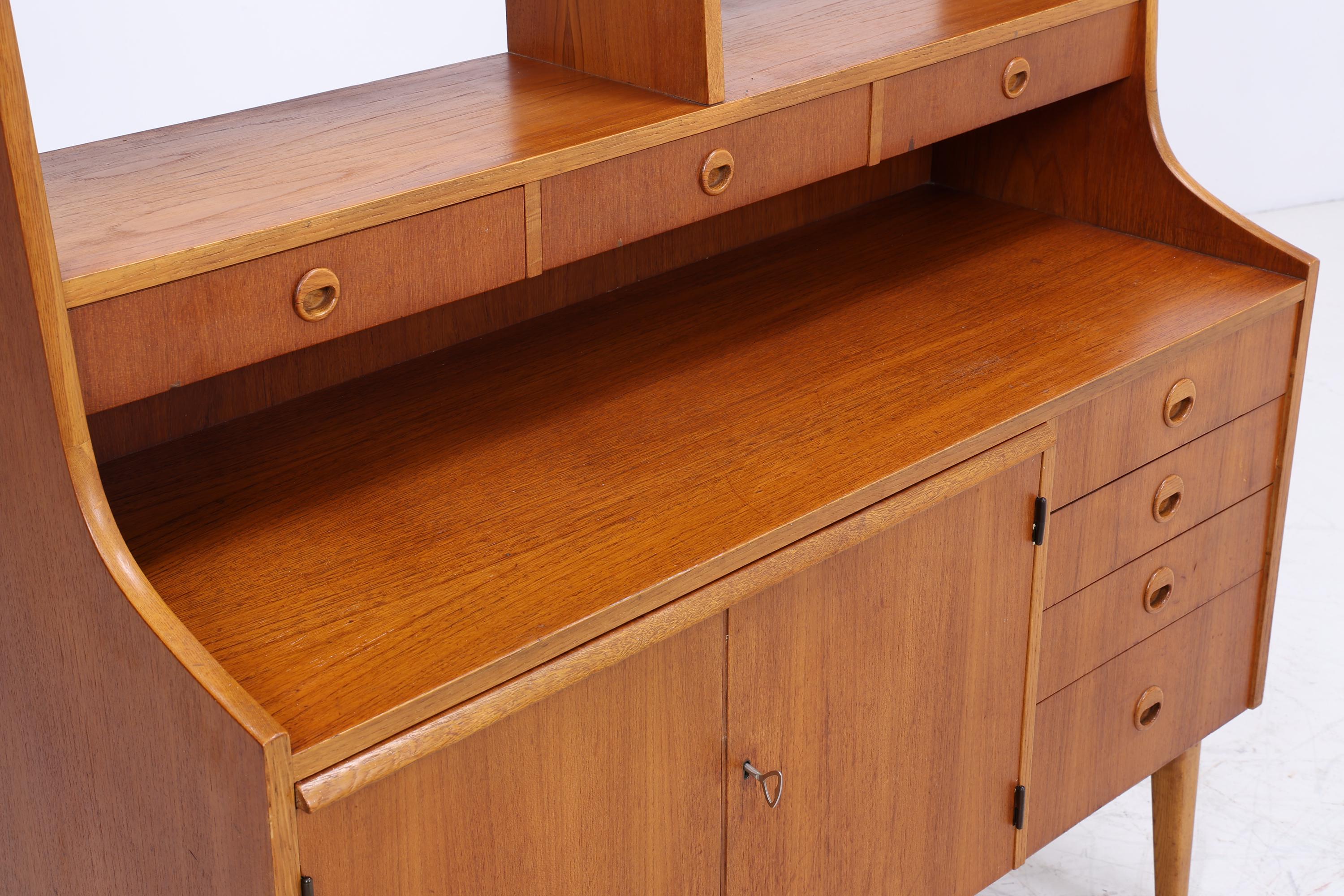Vintage Teak Regal 60er Jahre | Mid Century Bücherregal Sekretär Retro Holz Aufbewahrung