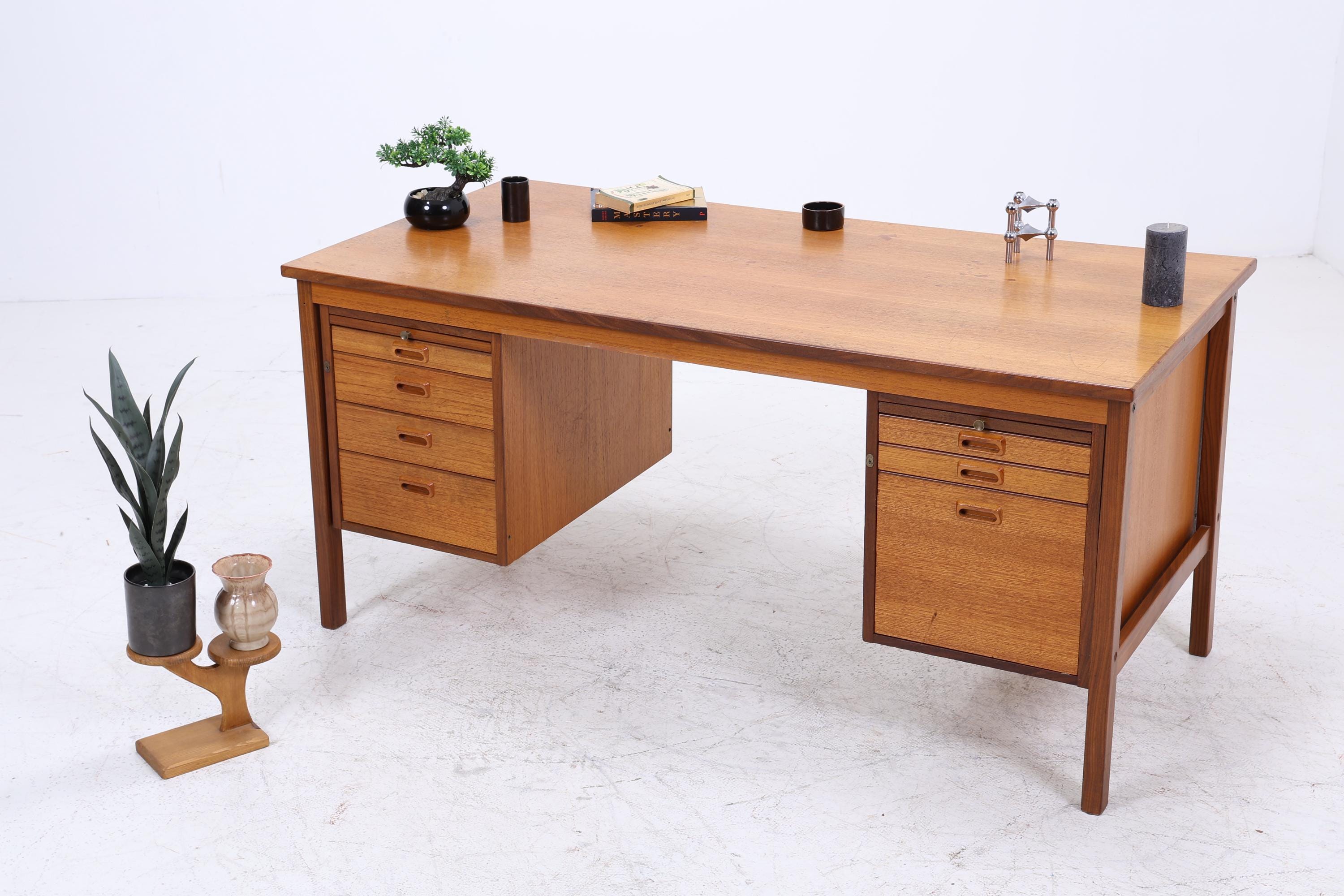 Vintage Teak Schreibtisch aus den 60ern | Mid Century Schubladen Arbeitstisch Bürotisch Tisch Retro Holz