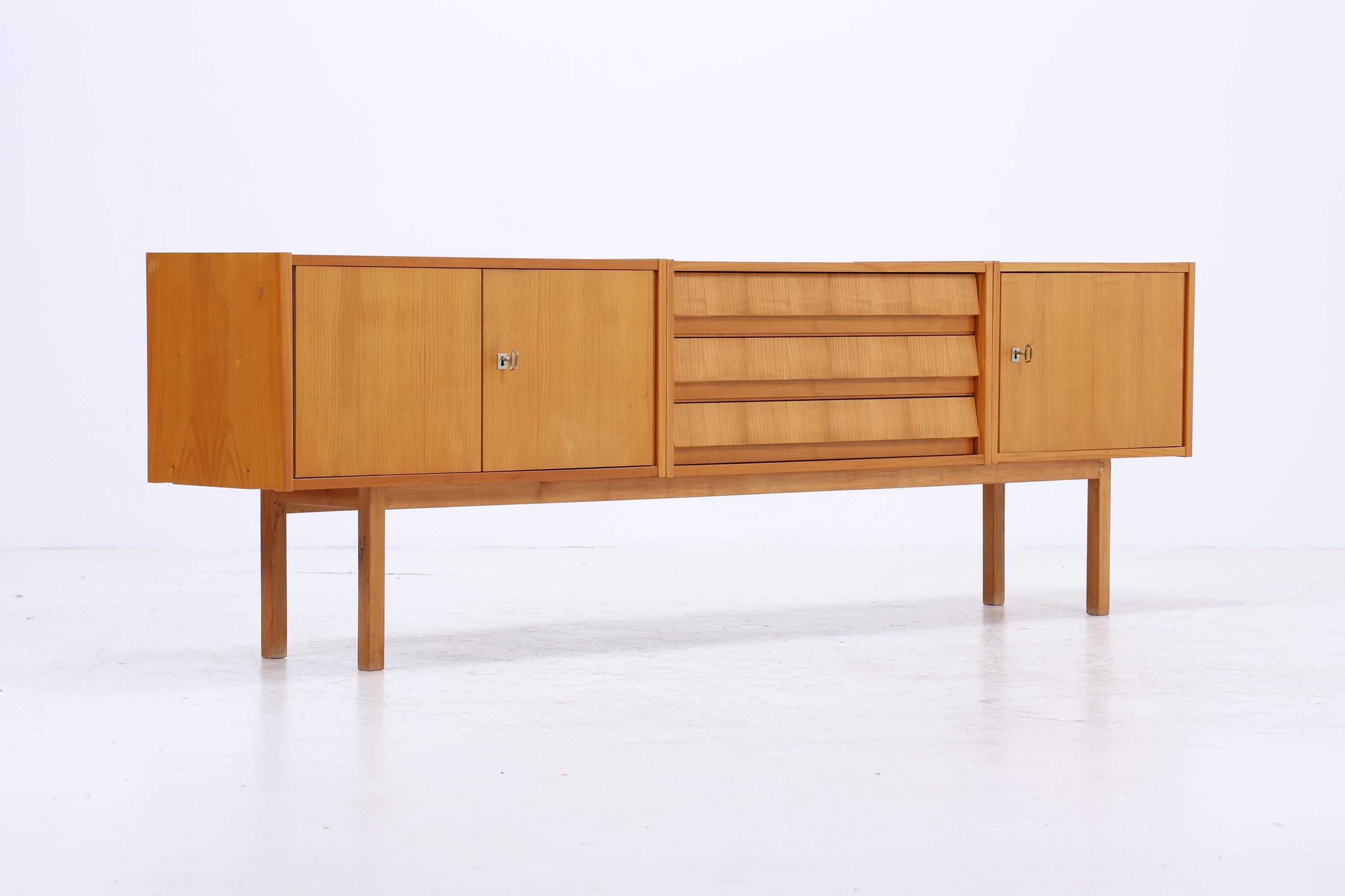 Vintage Sideboard 60er Jahre | Mid Century Lowboard mit Schubladen & Fächern Holz Aufbewahrung