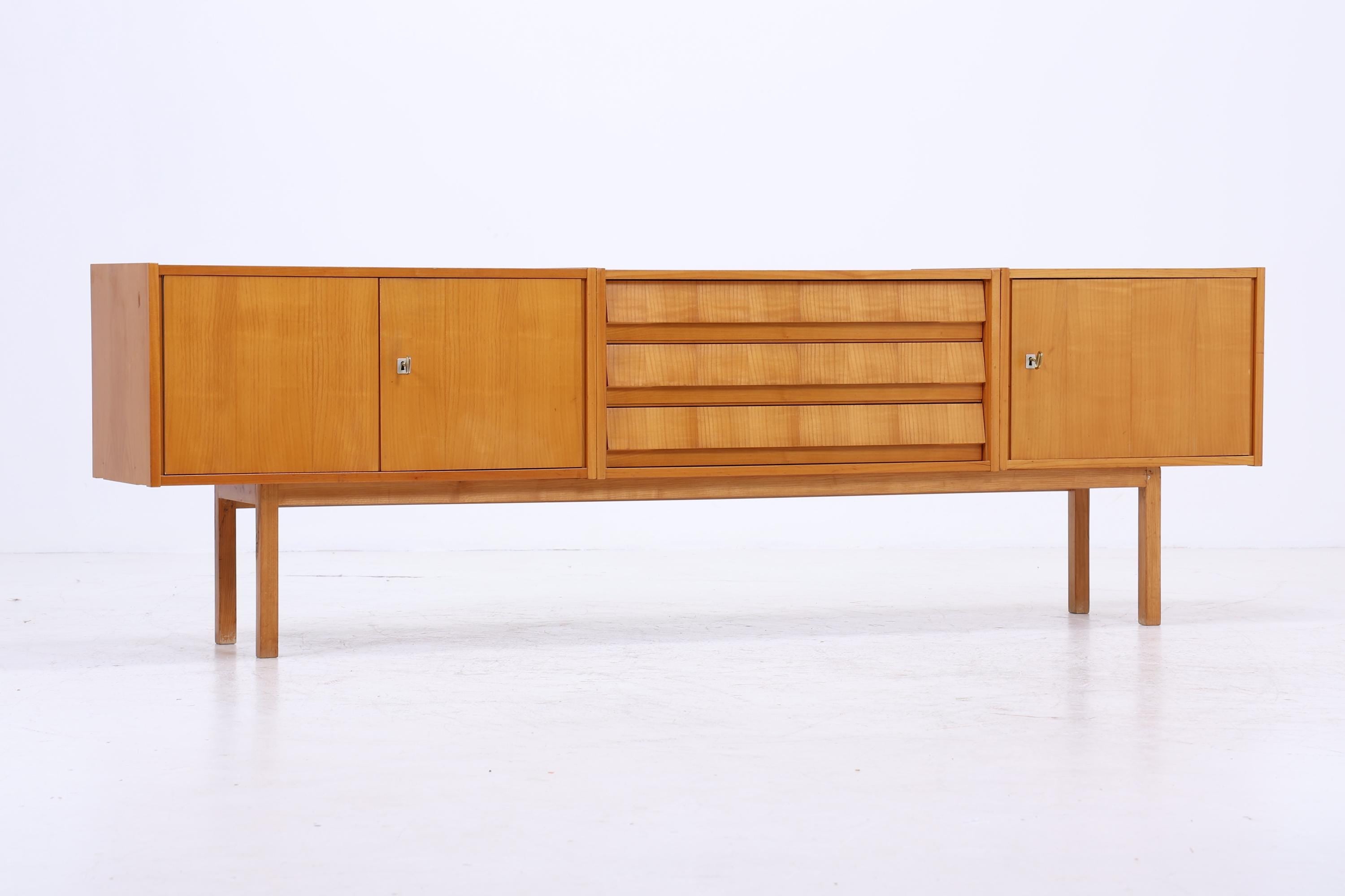 Vintage Sideboard 60er Jahre | Mid Century Lowboard mit Schubladen & Fächern Holz Aufbewahrung