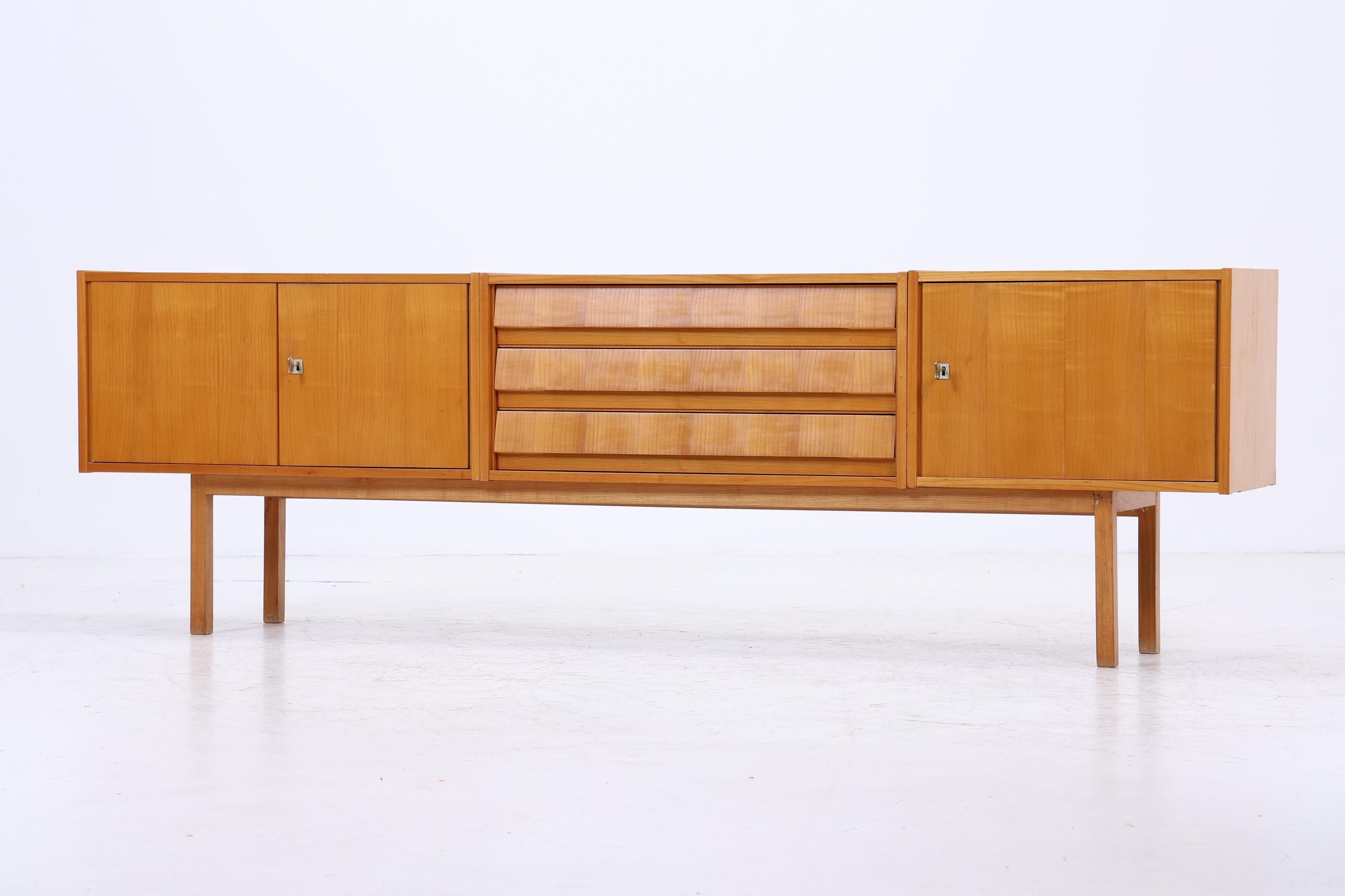 Vintage Sideboard 60er Jahre | Mid Century Lowboard mit Schubladen & Fächern Holz Aufbewahrung