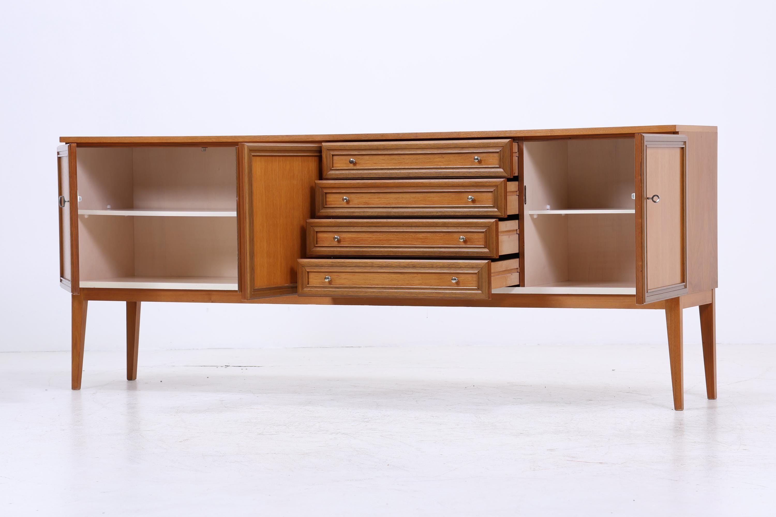 Vintage Nussbaum Sideboard 60er Jahre | Mid Century Anrichte mit Schubladen & Fächern Retro Holz Aufbewahrung