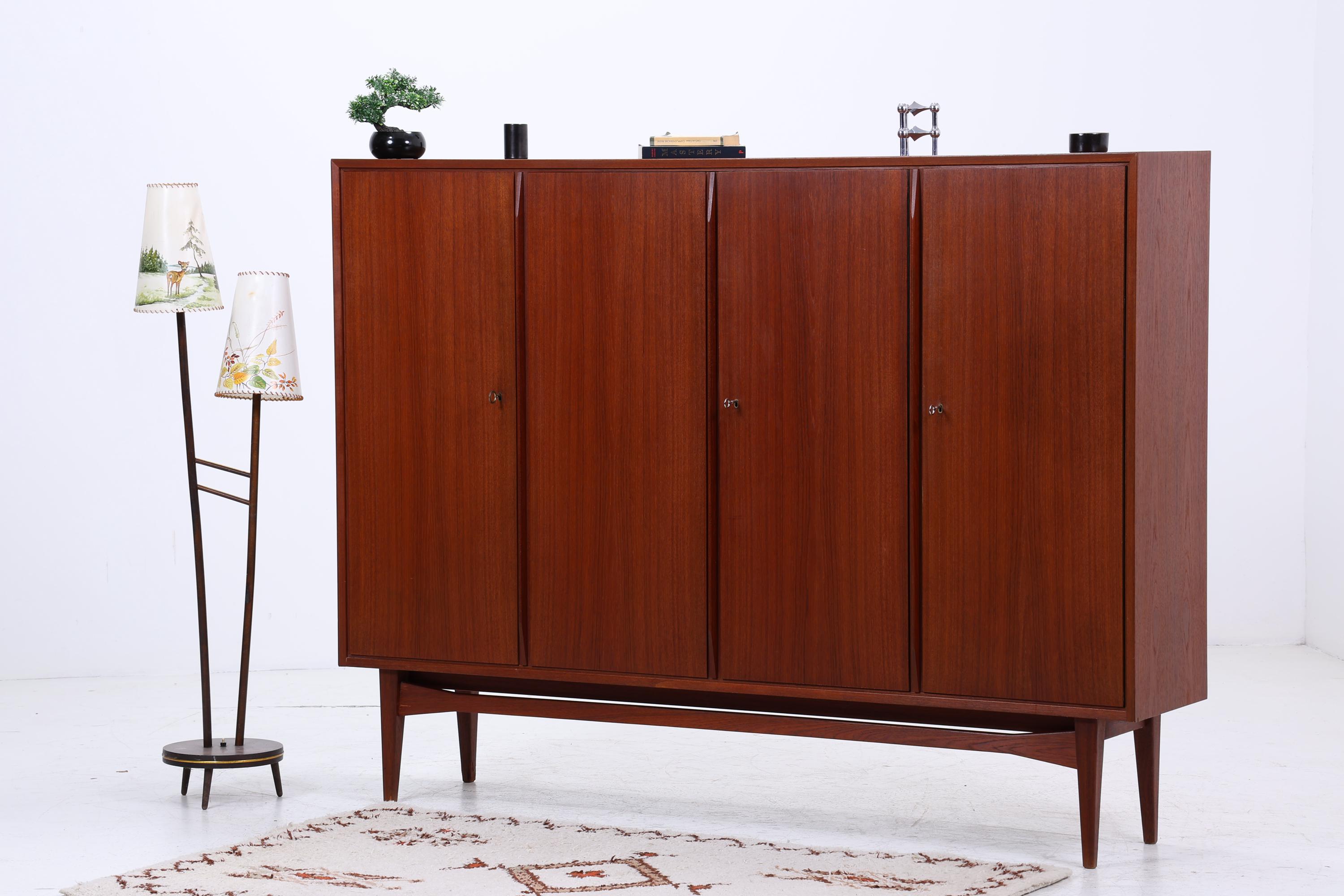 Vintage Teak Schrank 60er Jahre | Mid Century Highboard Schubladen Holz Aufbewahrung