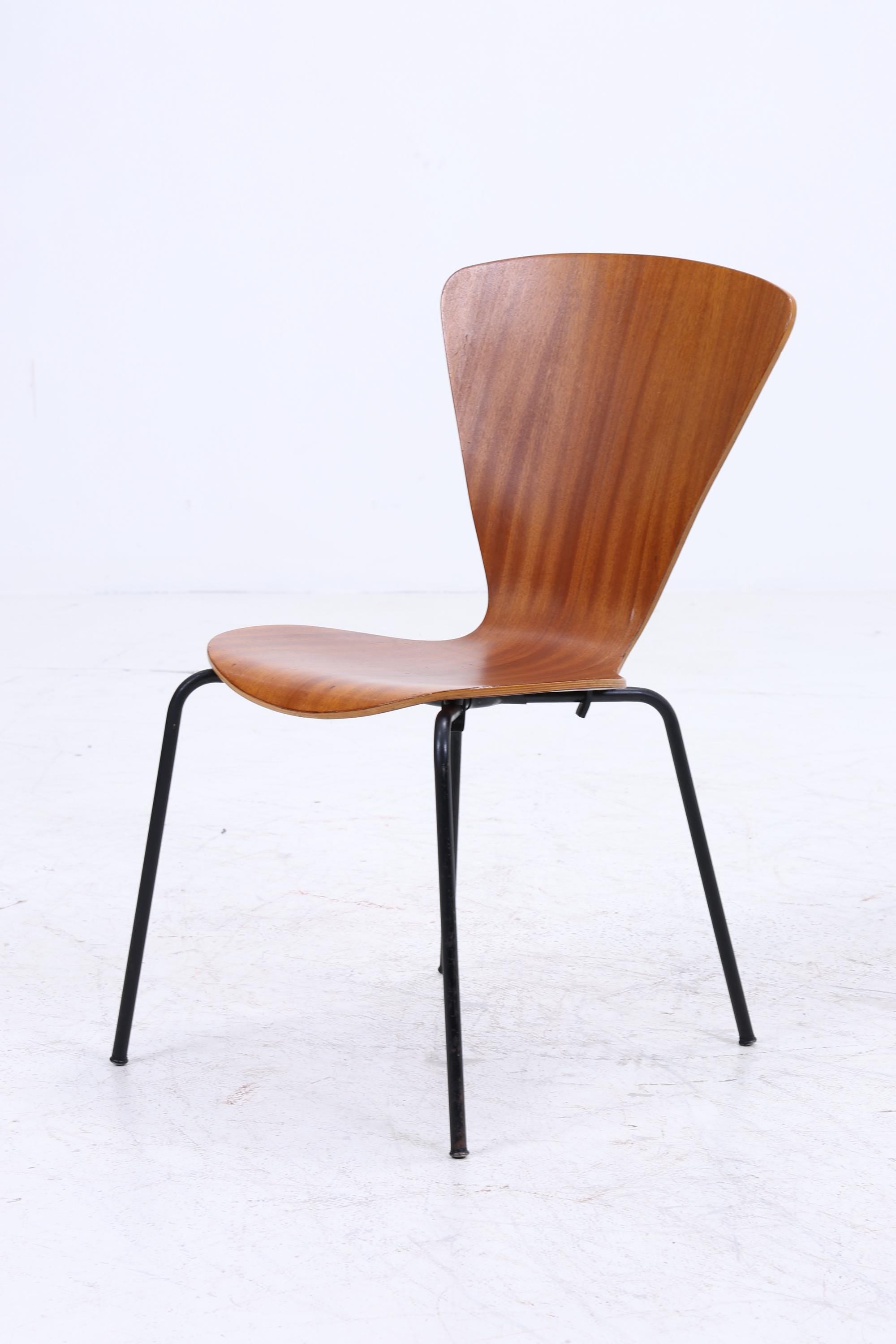 4er Set Teak Stühle aus Schichtholz | Mid Century Designklassiker | Vintage Stuhl | Retro Stuhl