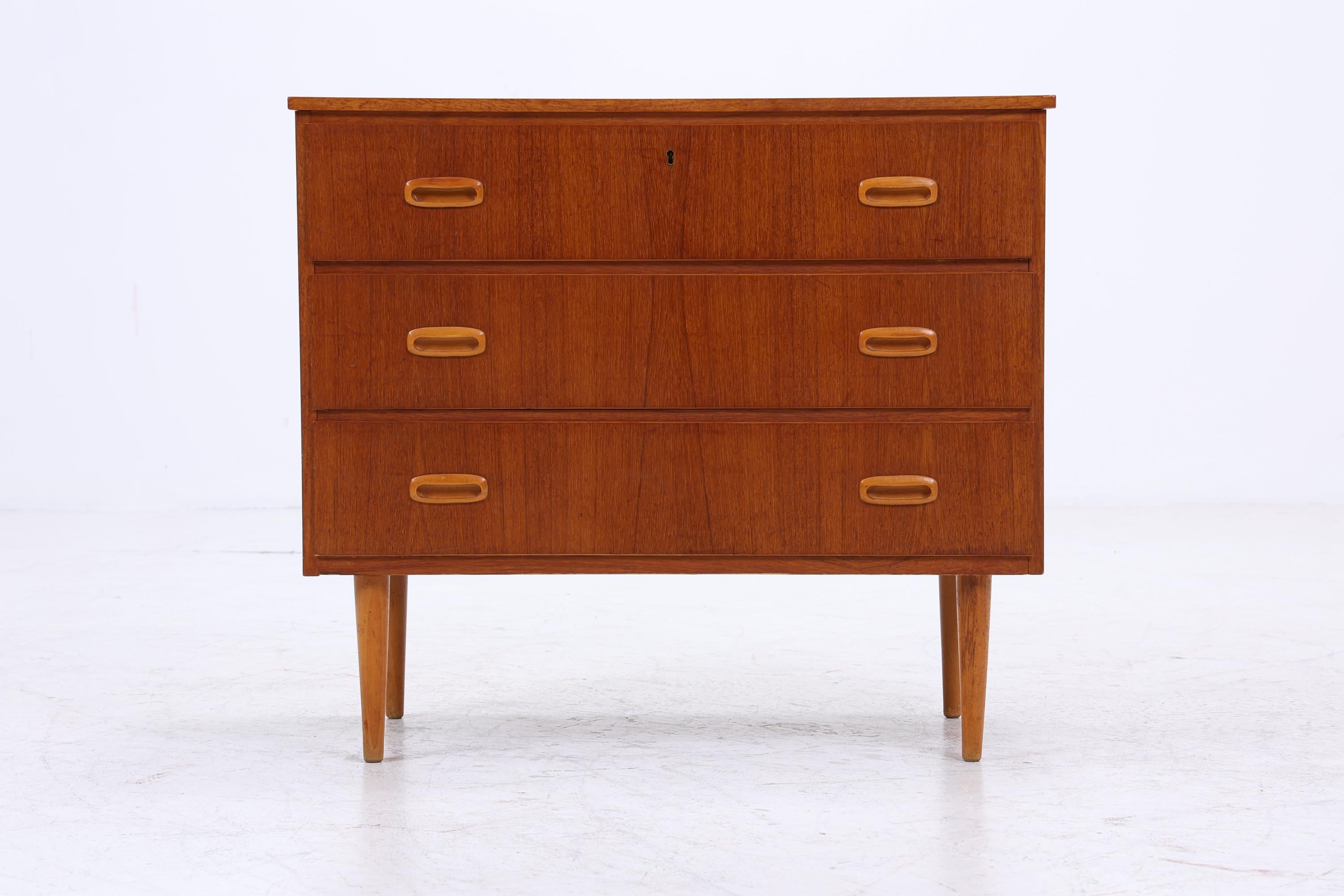 Vintage Teak Schubladen Kommode | Mid Century Schubladen Schrank | Holz Aufbewahrung 60er 70er Jahre