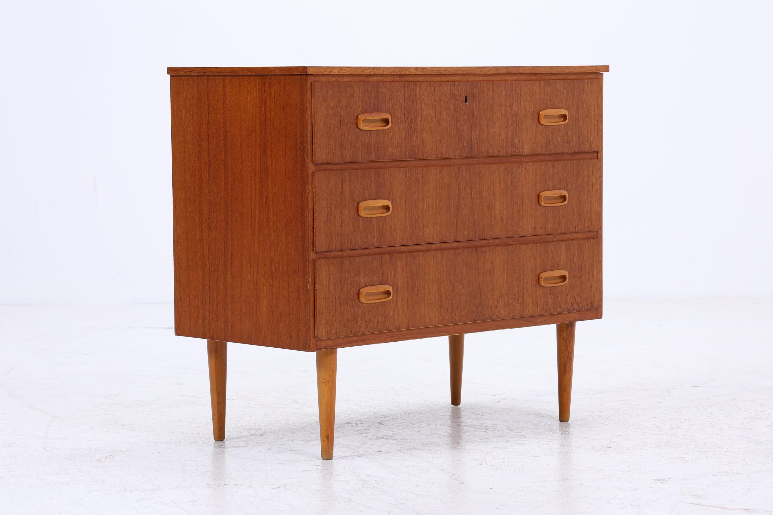 Vintage Teak Schubladen Kommode | Mid Century Schubladen Schrank | Holz Aufbewahrung 60er 70er Jahre