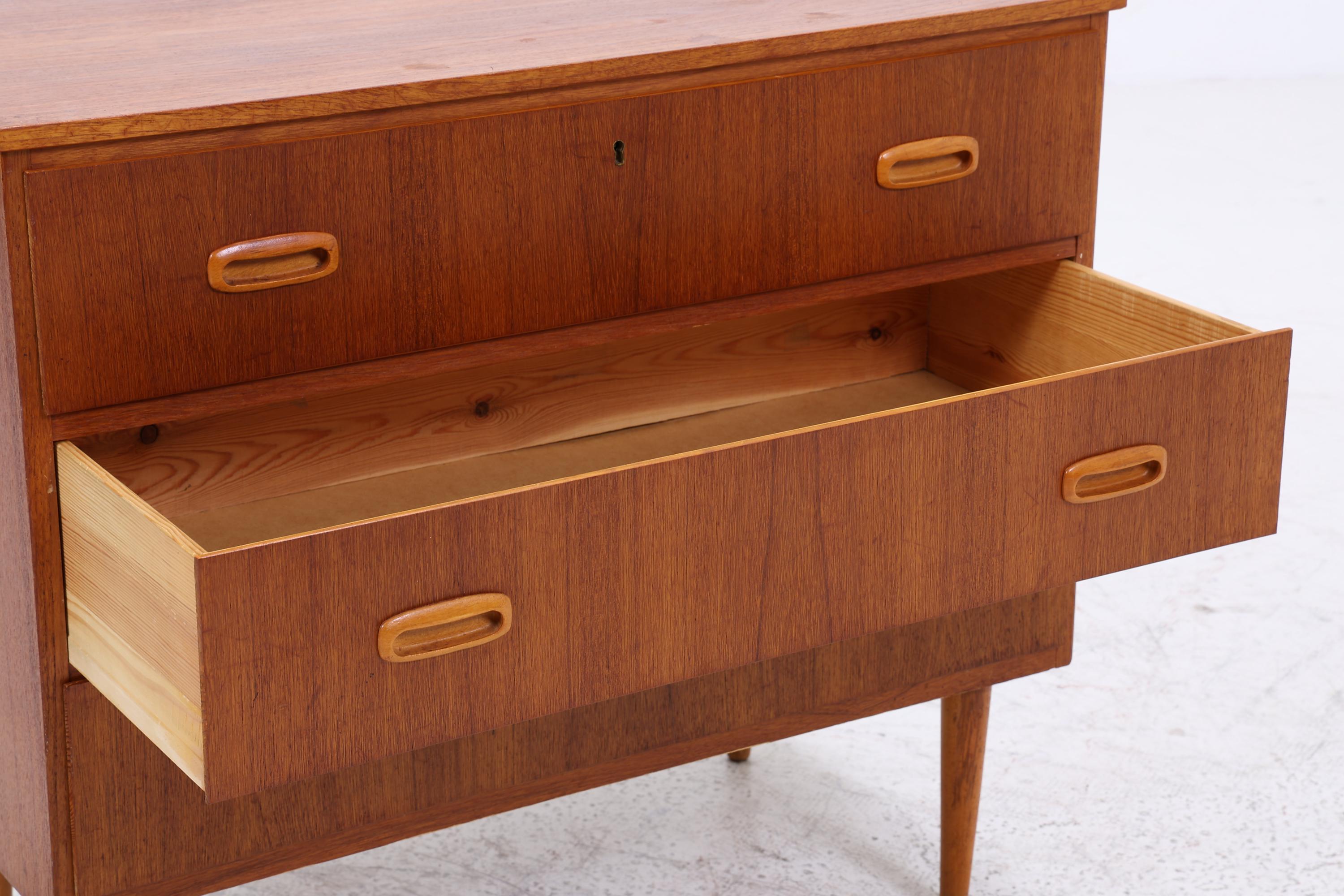 Vintage Teak Schubladen Kommode | Mid Century Schubladen Schrank | Holz Aufbewahrung 60er 70er Jahre