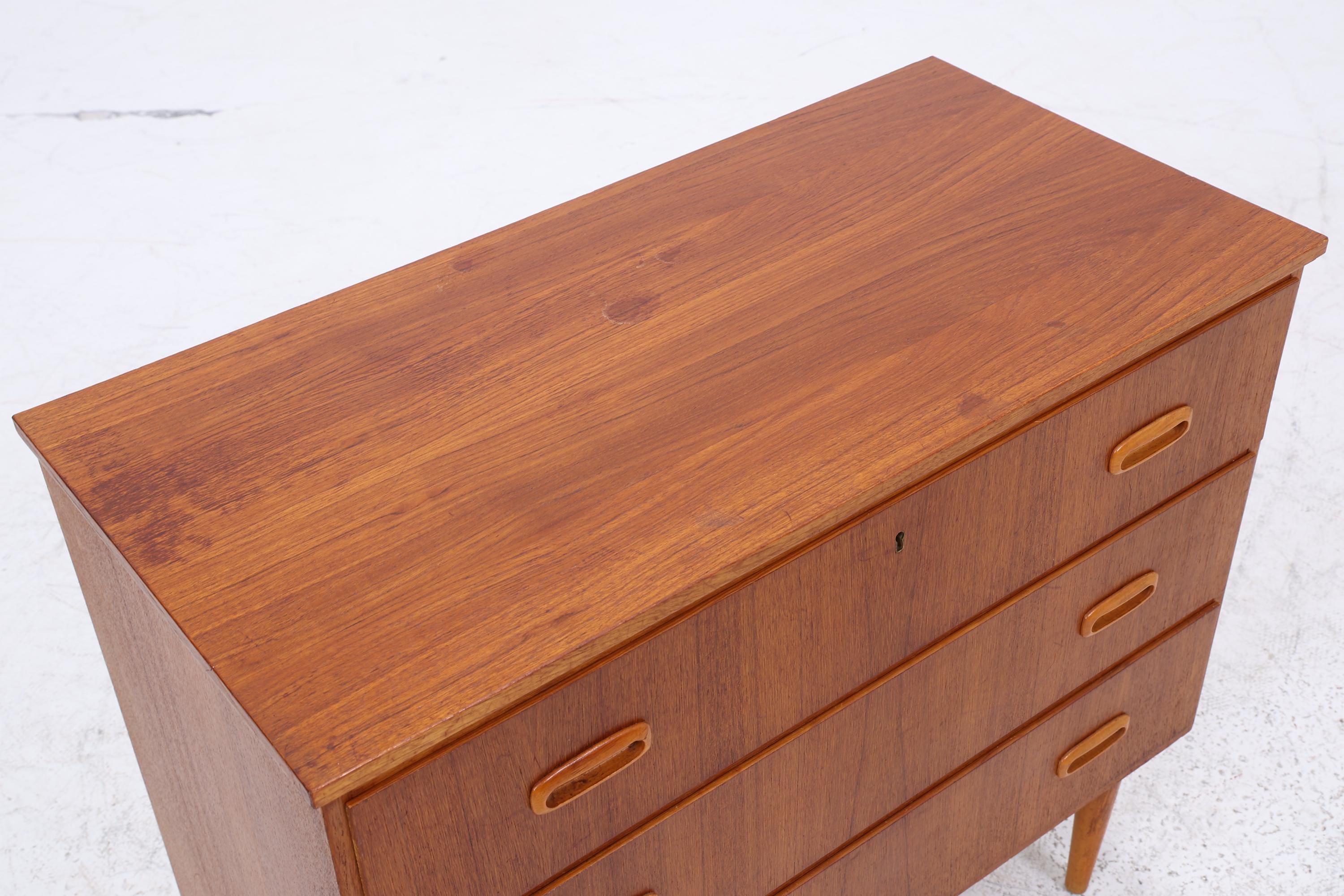 Vintage Teak Schubladen Kommode | Mid Century Schubladen Schrank | Holz Aufbewahrung 60er 70er Jahre