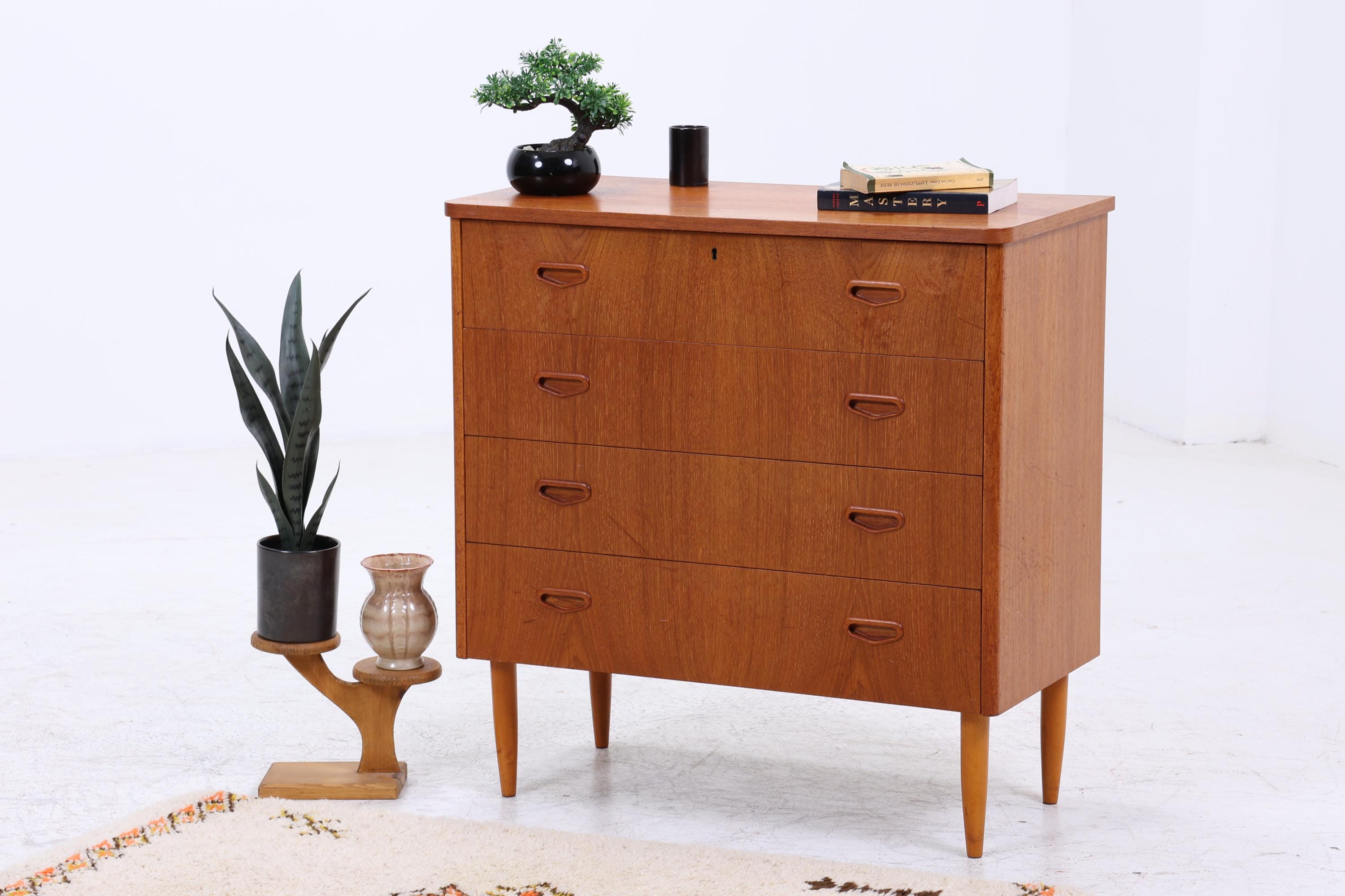 Vintage Teak Schubladen Kommode | Mid Century Schubladen Schrank | Holz Aufbewahrung 60er 70er Jahre