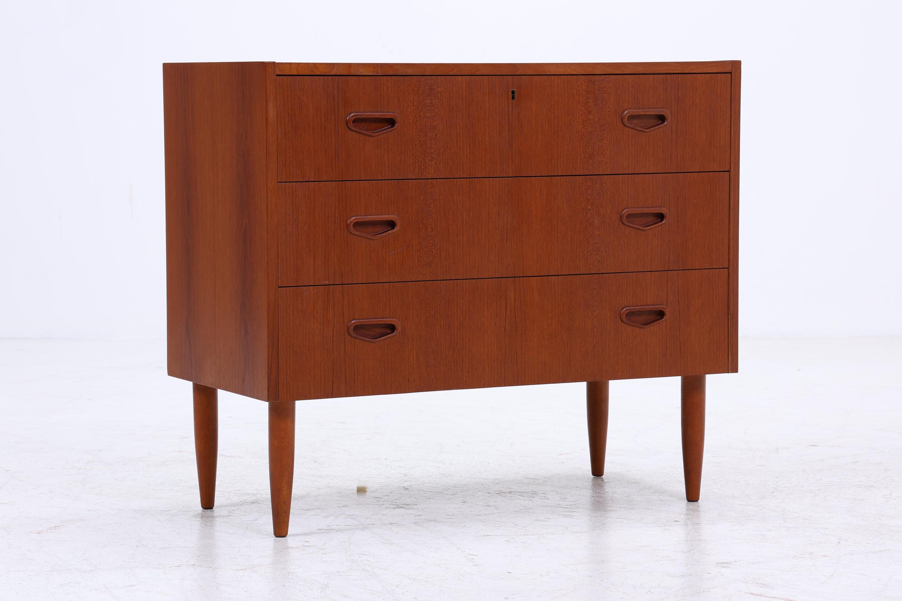 Vintage Teak Schubladen Kommode | Mid Century Schubladen Schrank | Holz Aufbewahrung 60er 70er Jahre