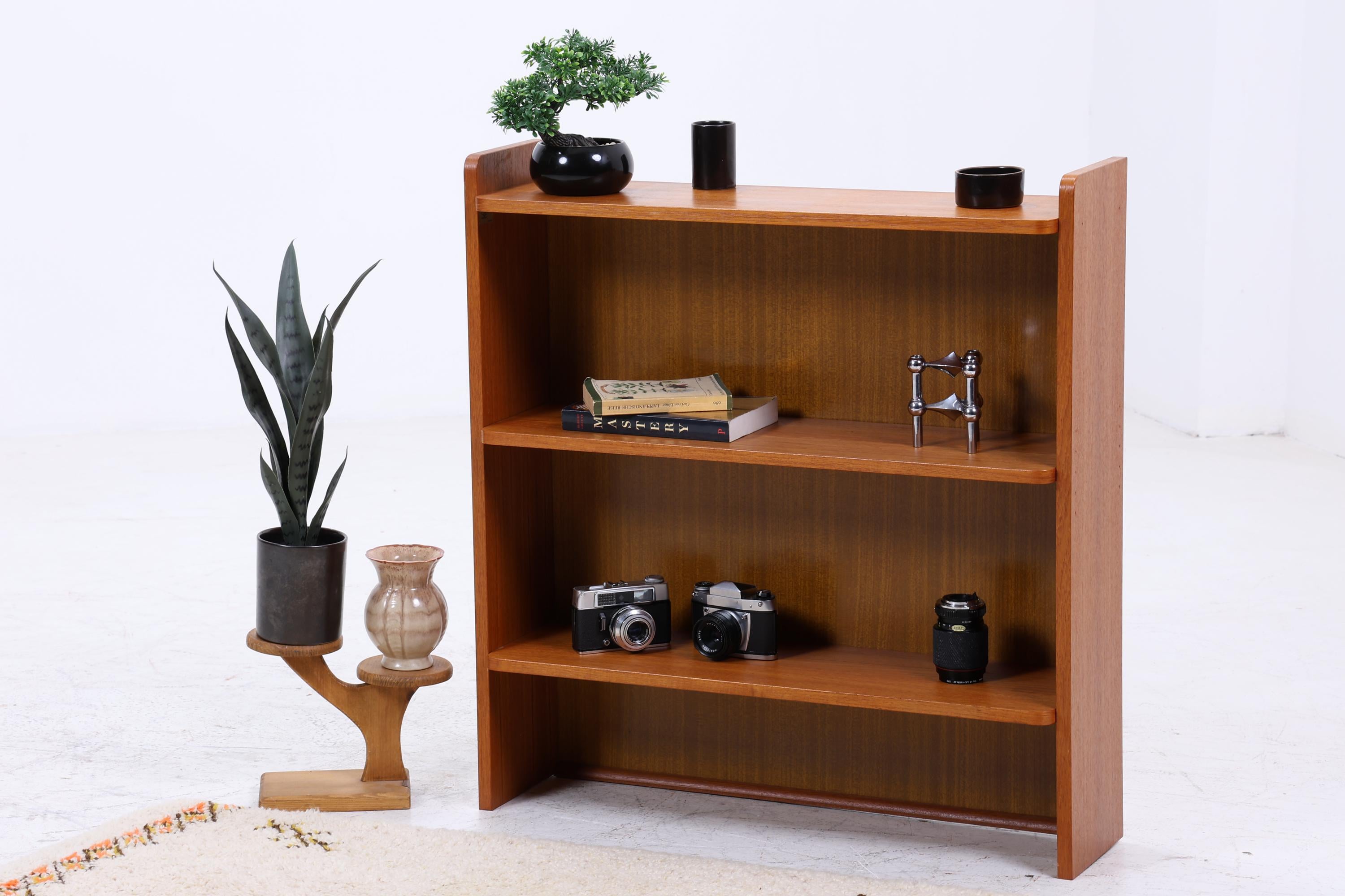 Kleines Vintage Teak Bücherregal | Mid Century Regal | 60er Retro Holz Aufbewahrung