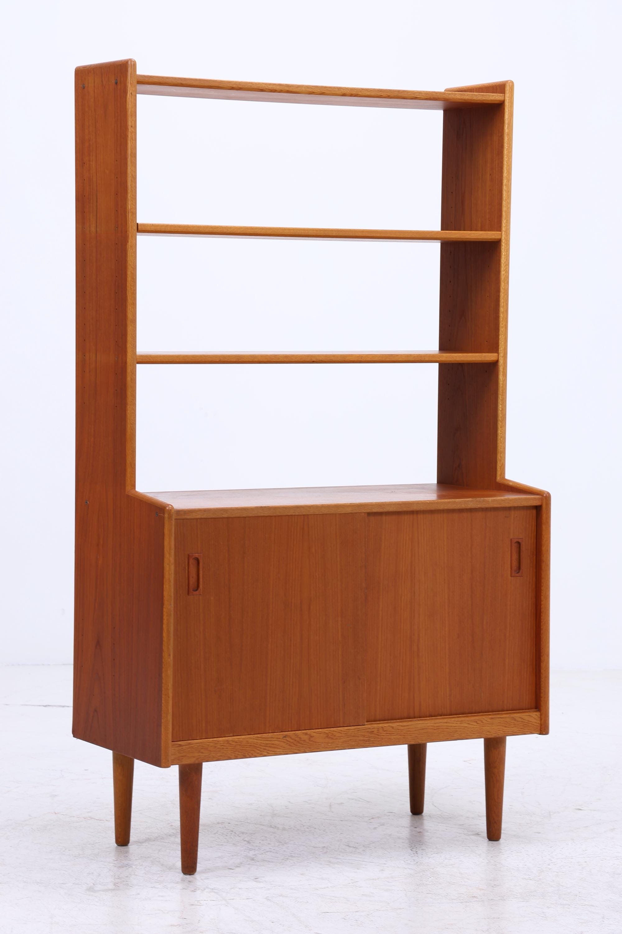 Vintage Teak Regal 60er Jahre | Mid Century Schrank mit Schiebetüren Retro Holz Aufbewahrung