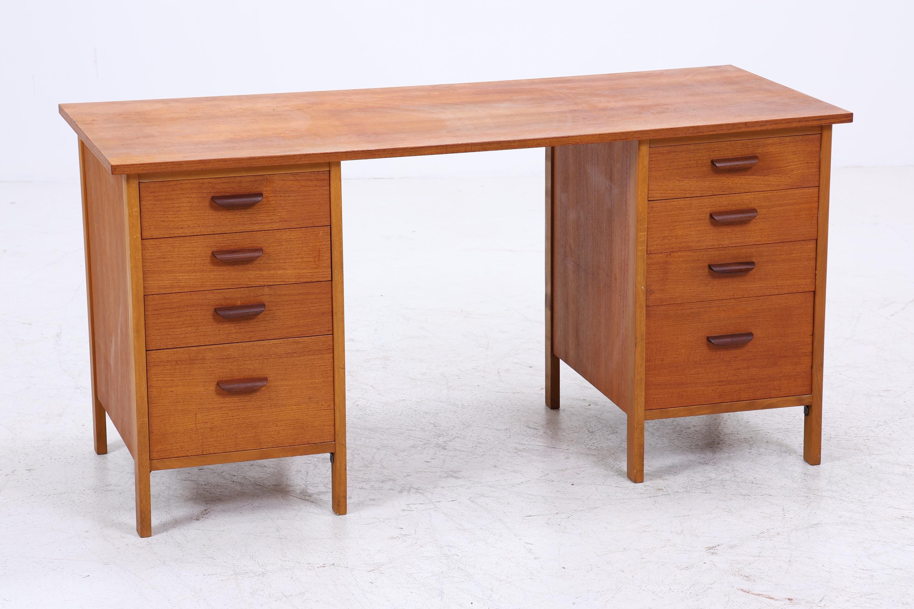 Vintage Teak Schreibtisch aus den 60ern | Mid Century Schubladen Arbeitstisch Bürotisch Tisch Retro Holz