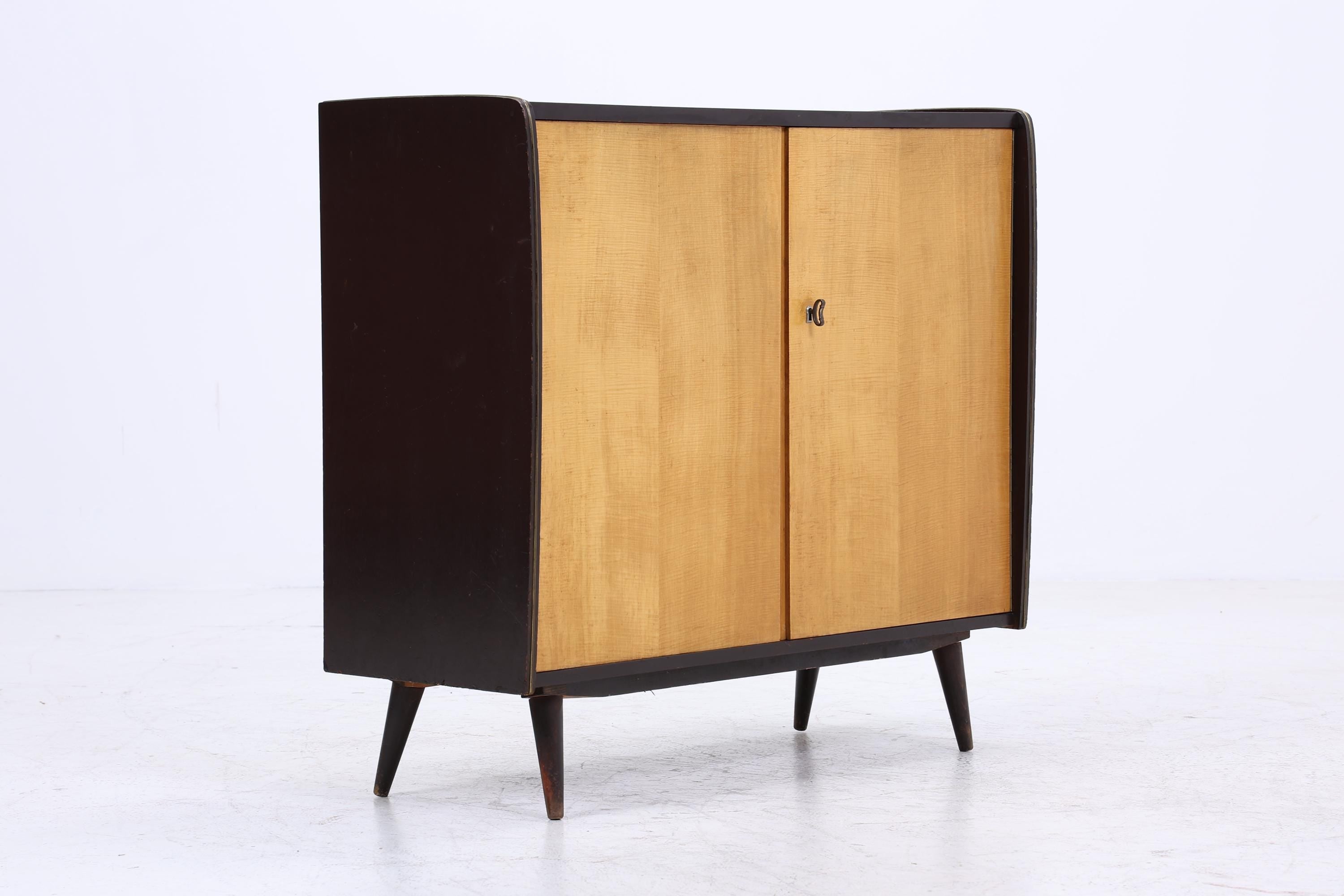 Vintage Kommode 60er | Mid Century Schrank Schwarz | Retro Holz Aufbewahrung