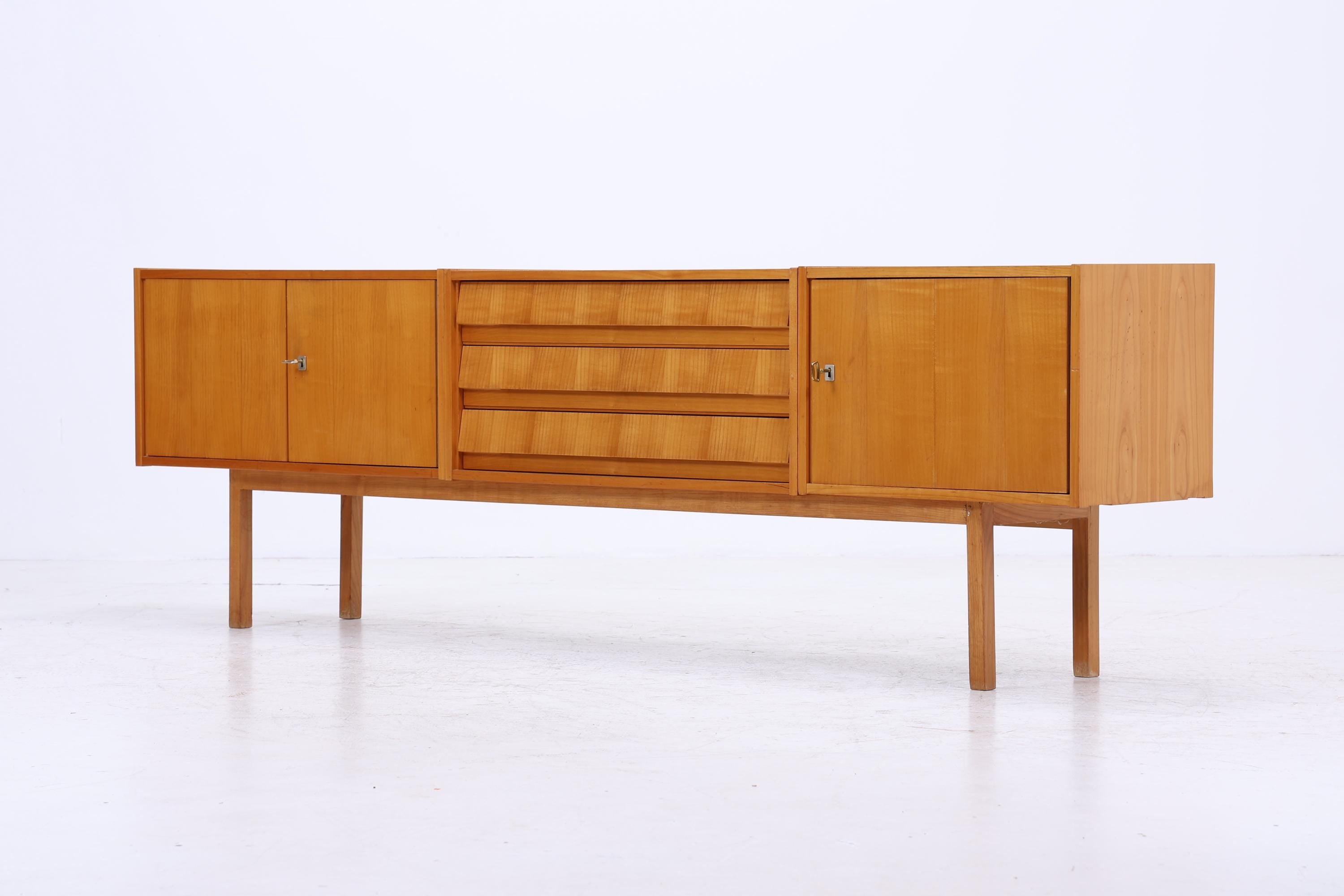 Vintage Sideboard 60er Jahre | Mid Century Lowboard mit Schubladen & Fächern Holz Aufbewahrung
