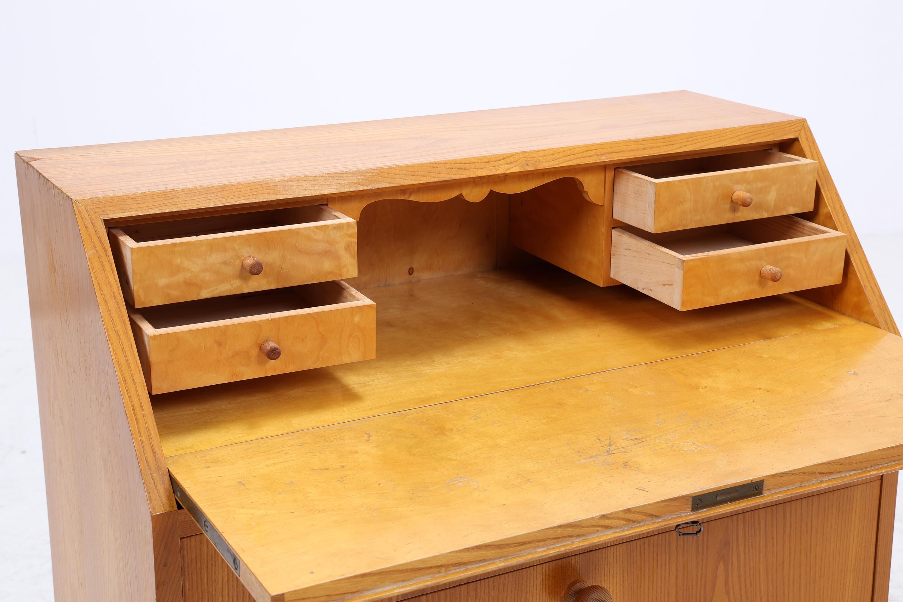 Vintage Sekretär 60er Jahre | Mid Century Schreibtisch Schrank Arbeitstisch Retro Holz Aufbewahrung