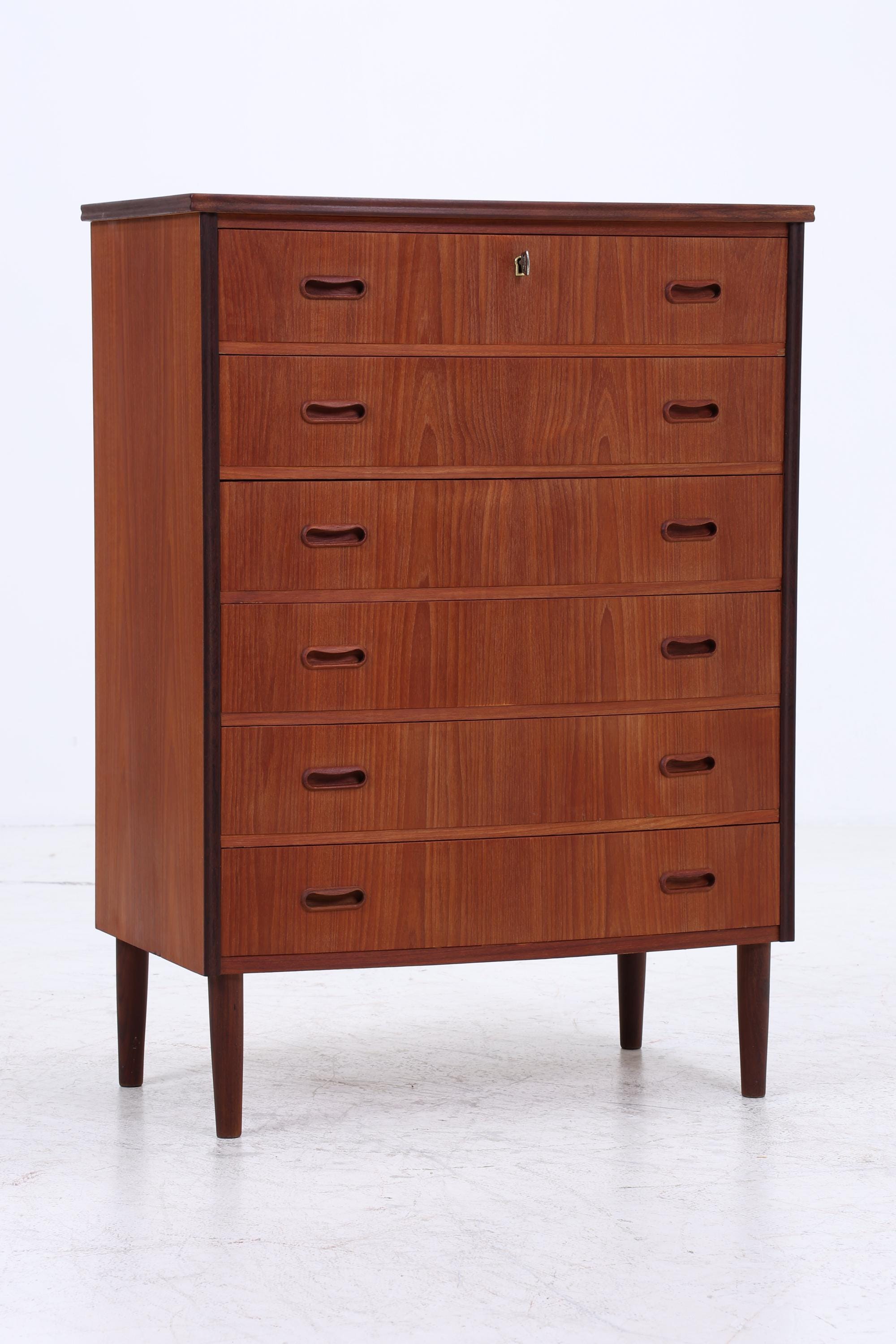 Vintage Teak Schubladen Kommode | Mid Century Danish Design Schrank Tallboy Holz Aufbewahrung 60er 70er