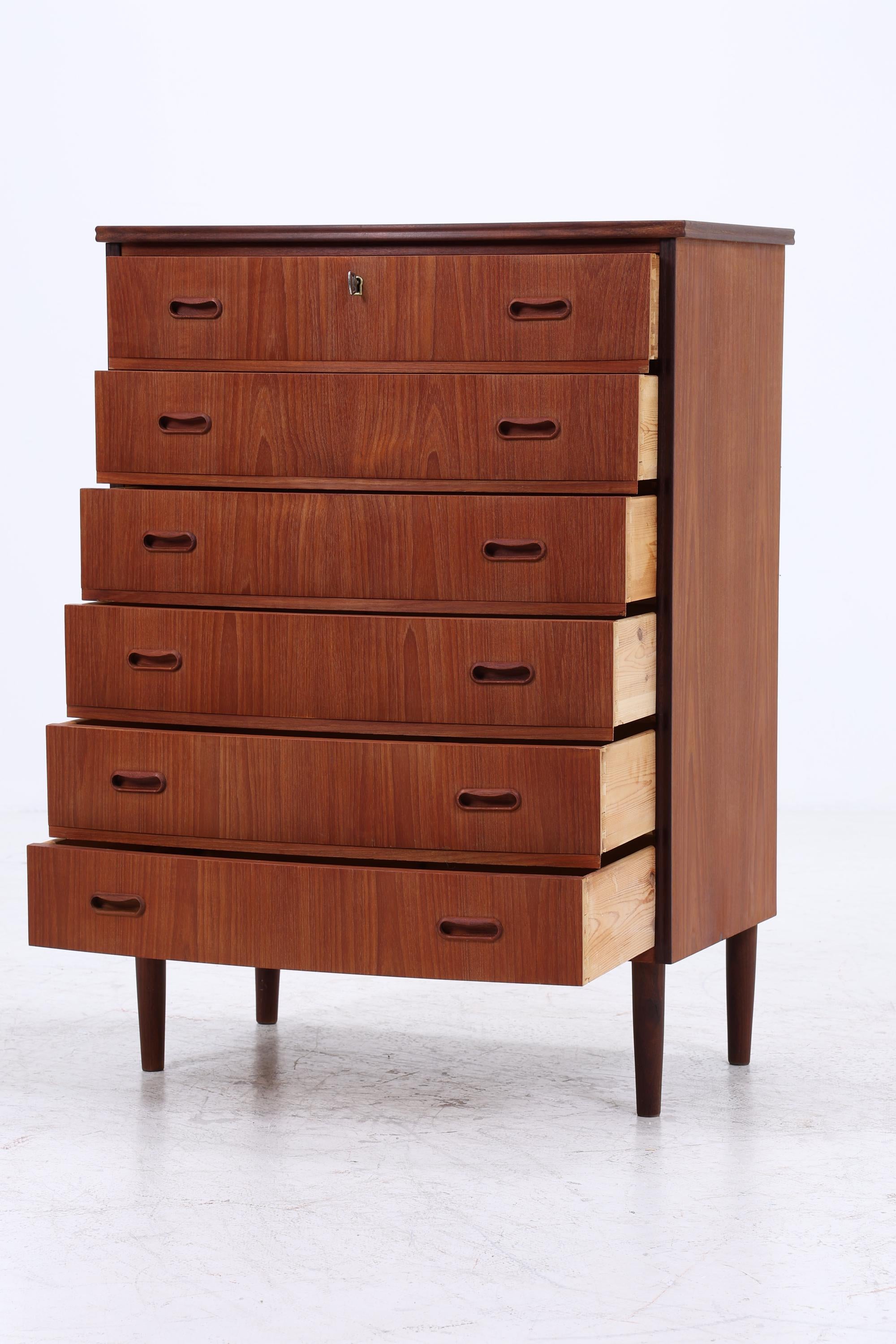Vintage Teak Schubladen Kommode | Mid Century Danish Design Schrank Tallboy Holz Aufbewahrung 60er 70er