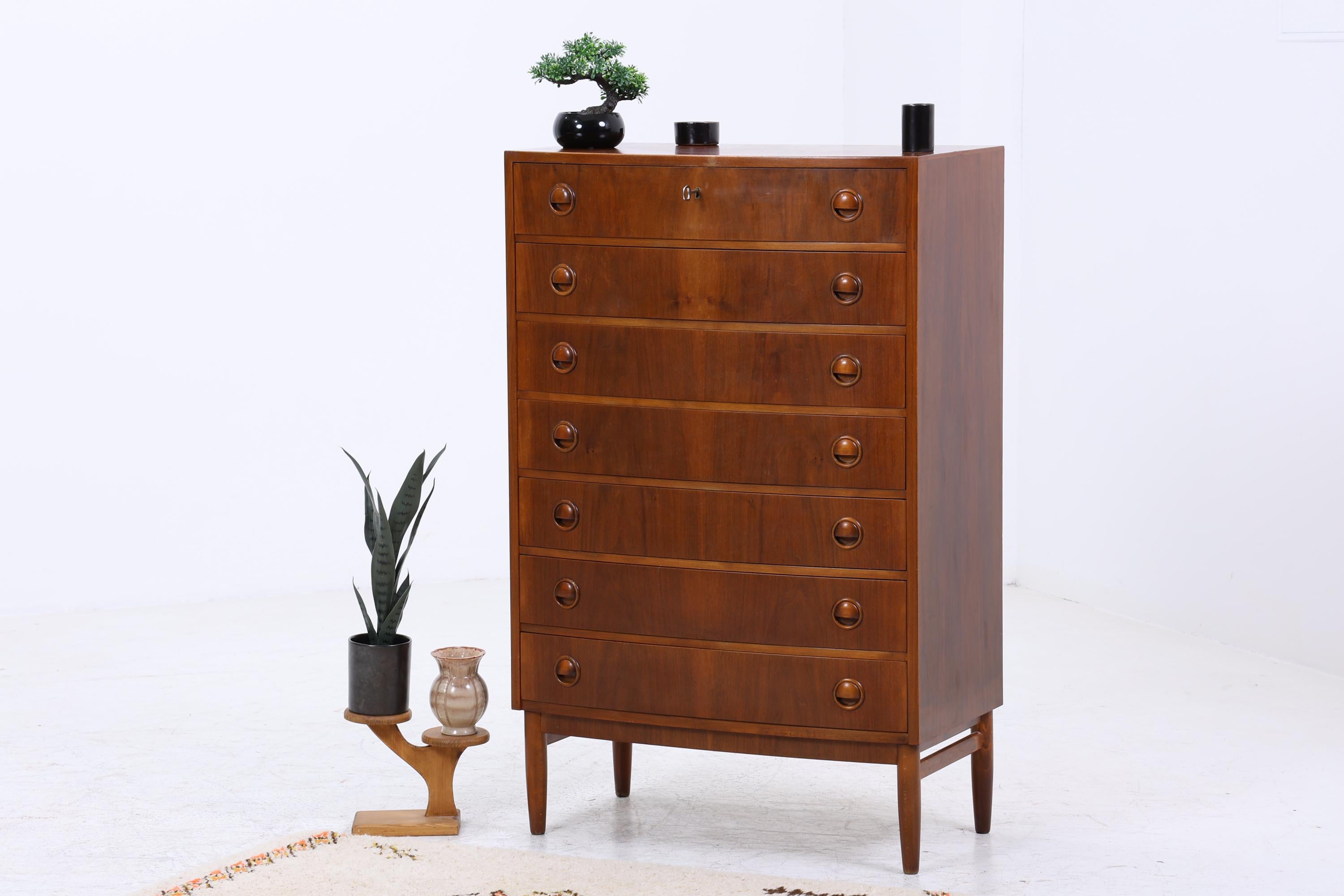 Vintage Teak Schubladen Kommode von Kai Kristiansen | Mid Century Tallboy Danish Design Aufbewahrung 60er Jahre