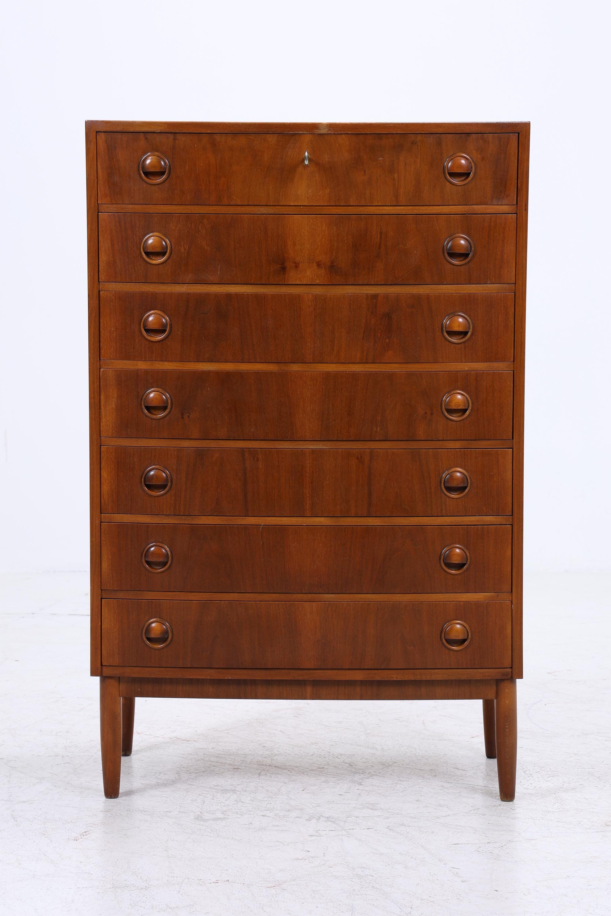 Vintage Teak Schubladen Kommode von Kai Kristiansen | Mid Century Tallboy Danish Design Aufbewahrung 60er Jahre