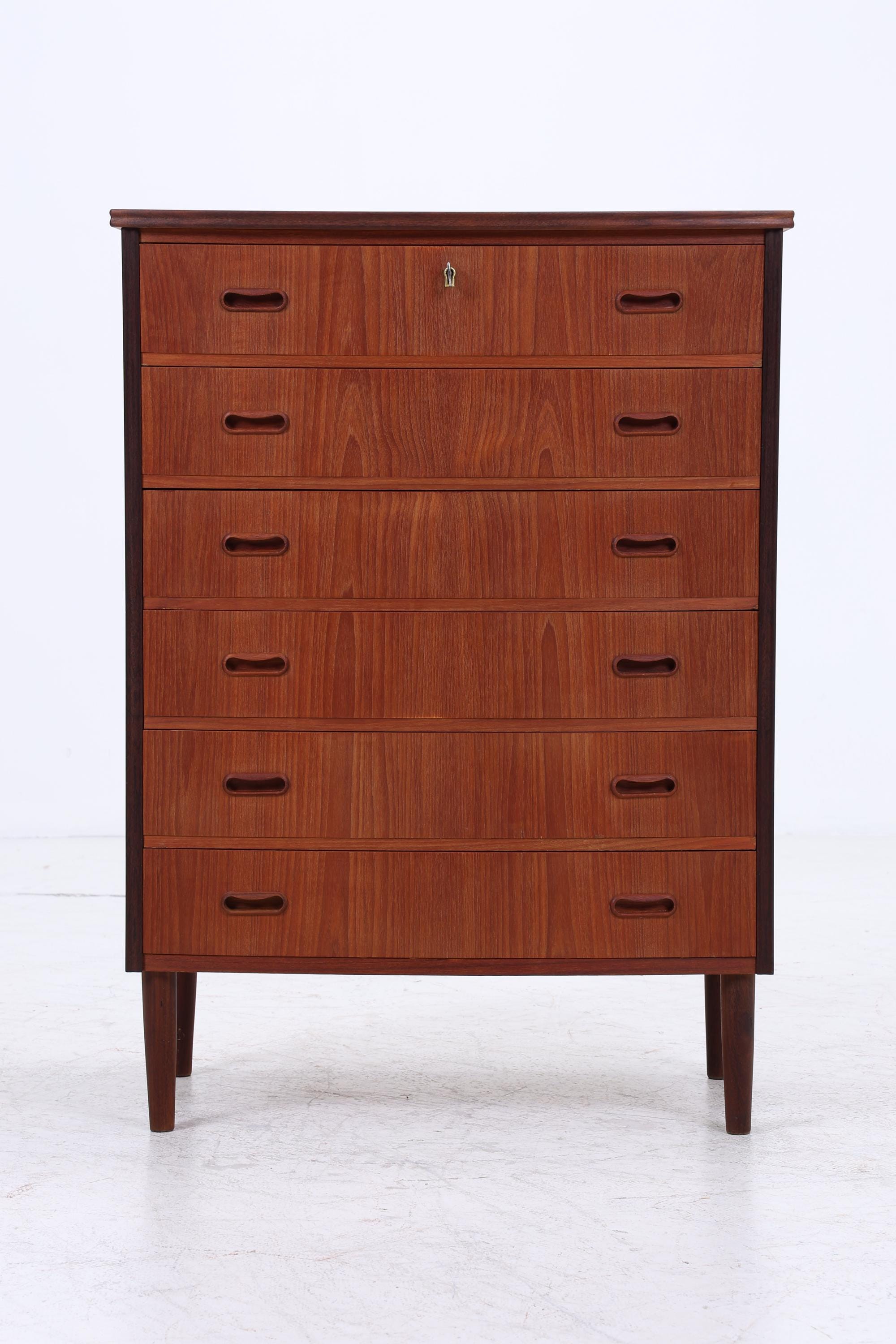 Vintage Teak Schubladen Kommode | Mid Century Danish Design Schrank Tallboy Holz Aufbewahrung 60er 70er