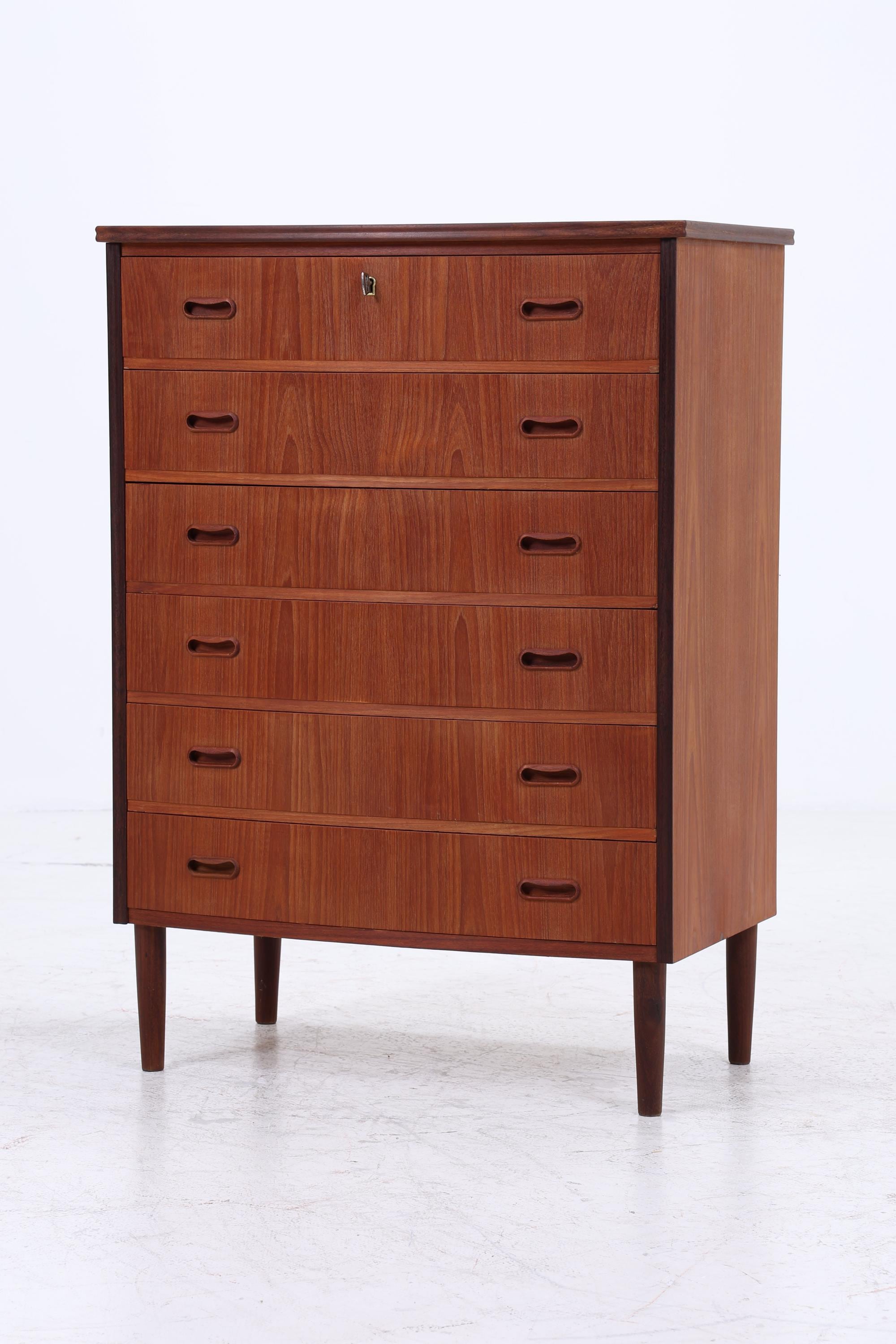 Vintage Teak Schubladen Kommode | Mid Century Danish Design Schrank Tallboy Holz Aufbewahrung 60er 70er