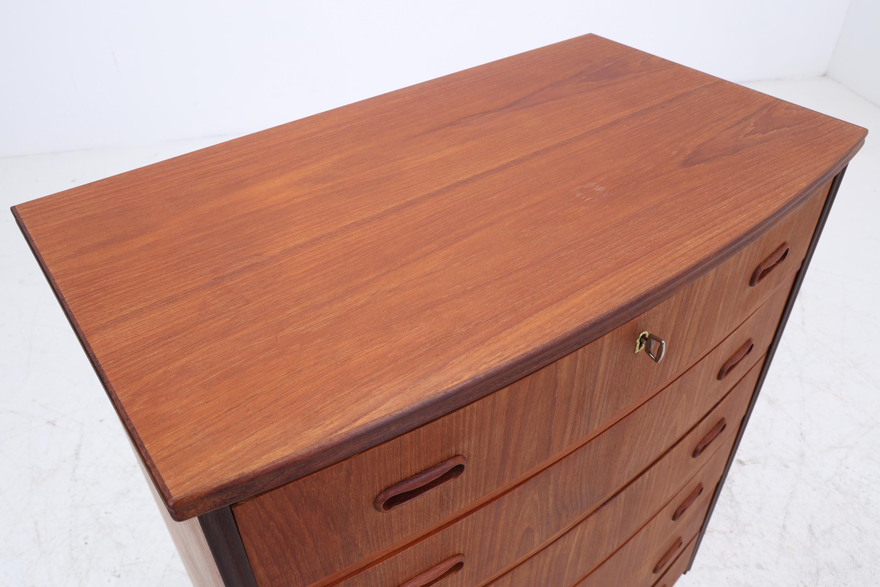 Vintage Teak Schubladen Kommode | Mid Century Danish Design Schrank Tallboy Holz Aufbewahrung 60er 70er