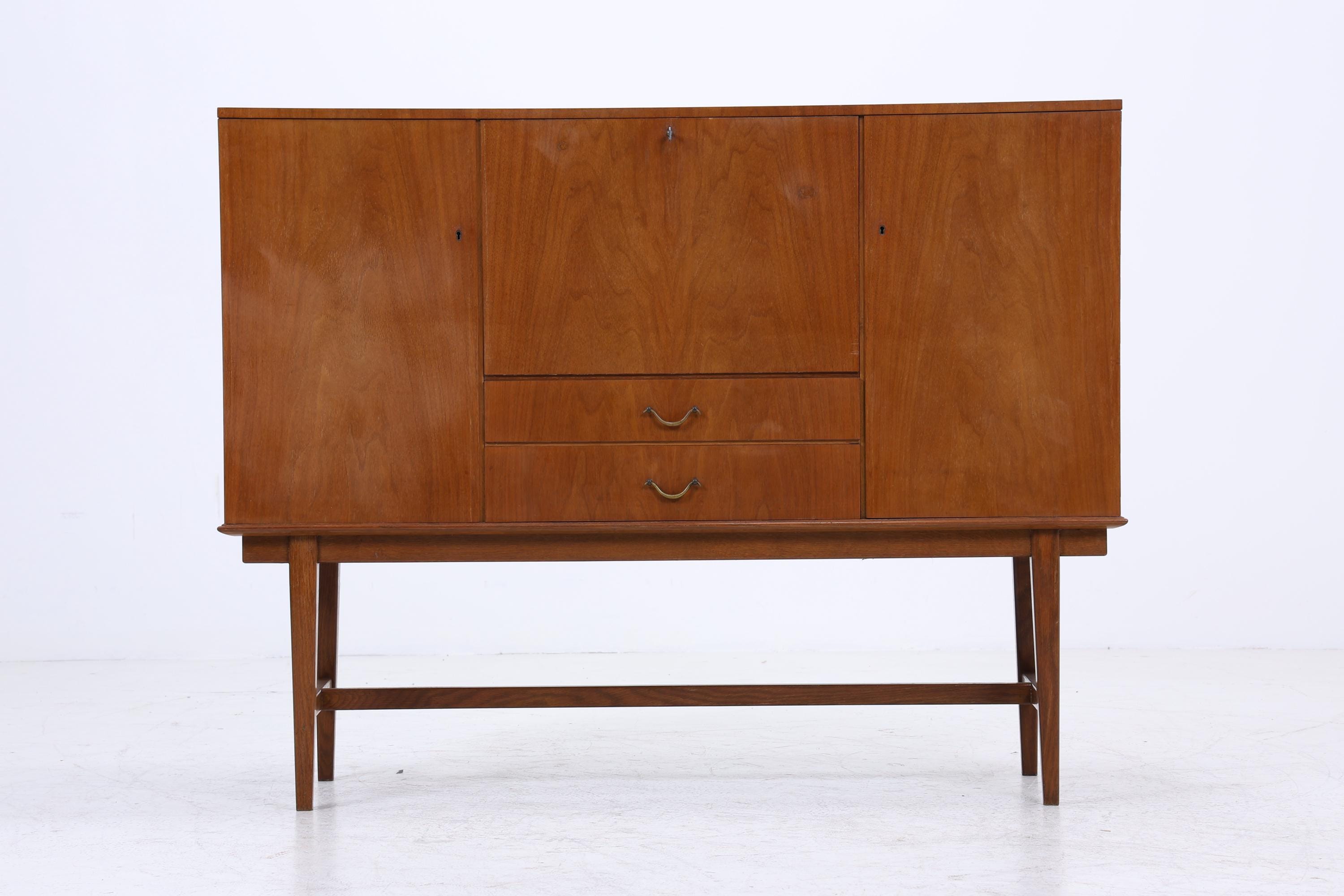 Vintage Highboard 60er Jahre | Mid Century Sideboard Schubladen Schrank Holz Aufbewahrung