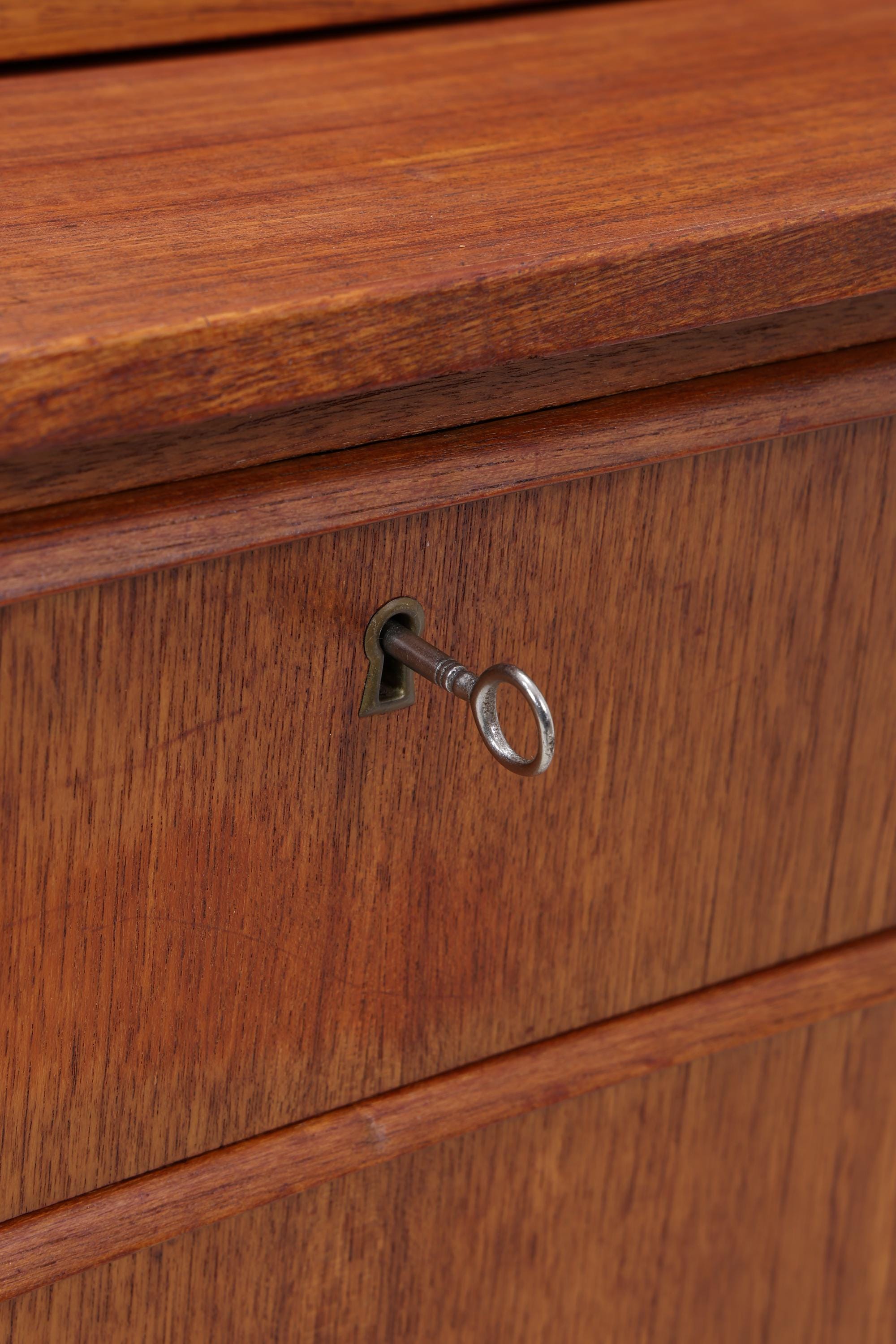 Vintage Teak Sekretär 60er Jahre | Mid Century Schrank Arbeitstisch Retro Holz Aufbewahrung