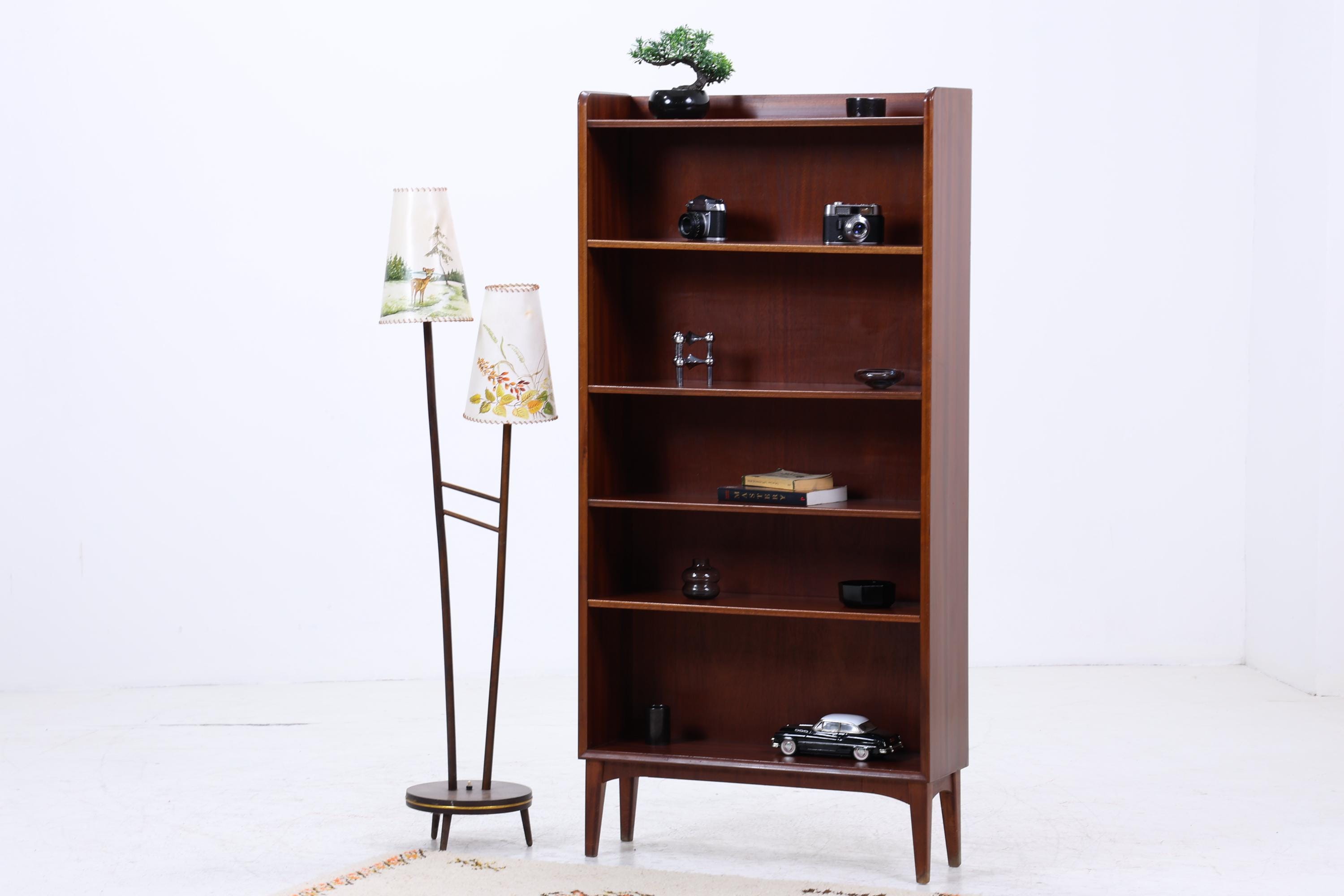 Vintage Mahagoni Bücherregal | Mid Century Regal 60er Jahre | Hohes Holz Standregal