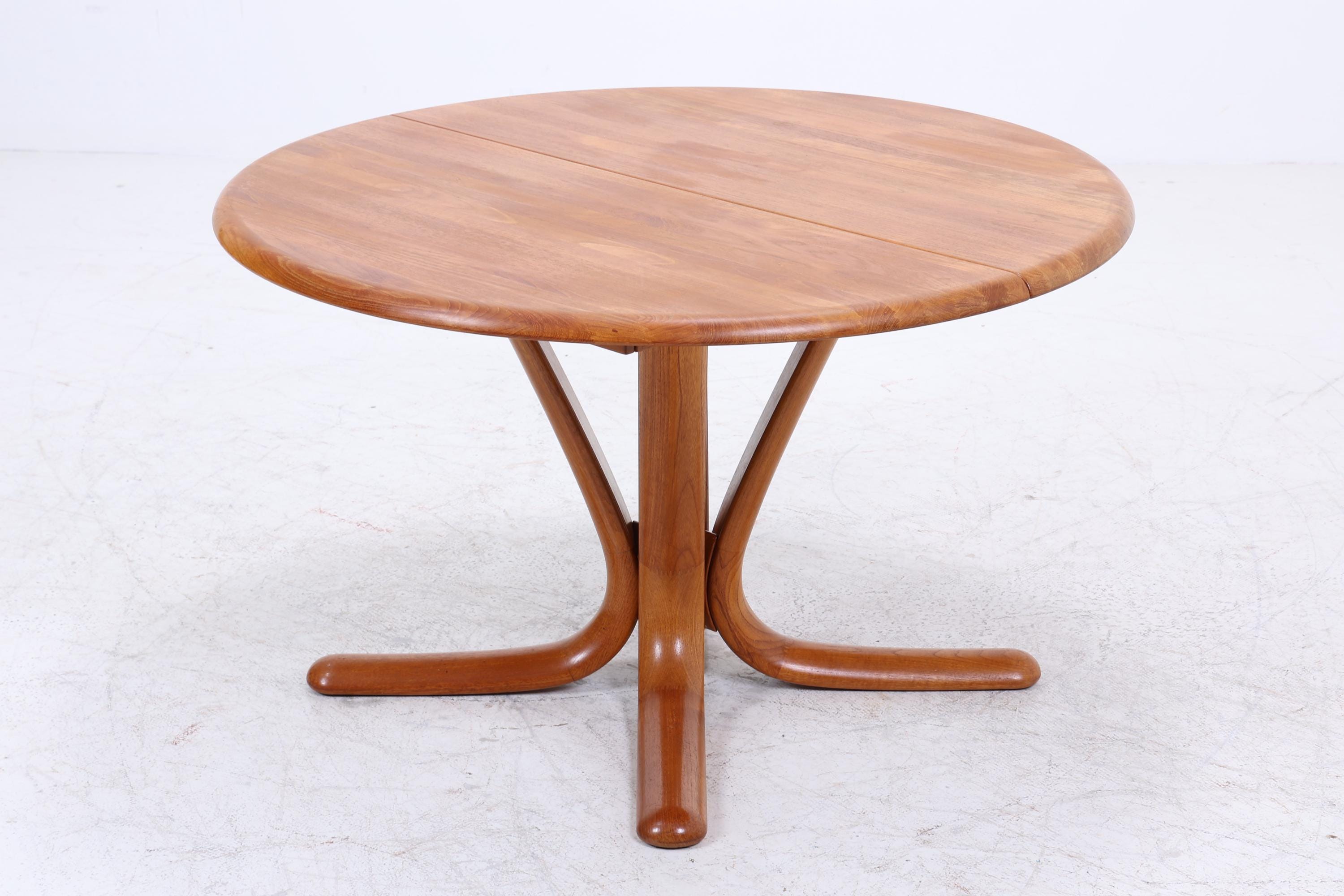 Vintage Teak Esstisch | Mid Century runder Holztisch Teak massiv 60er Jahre