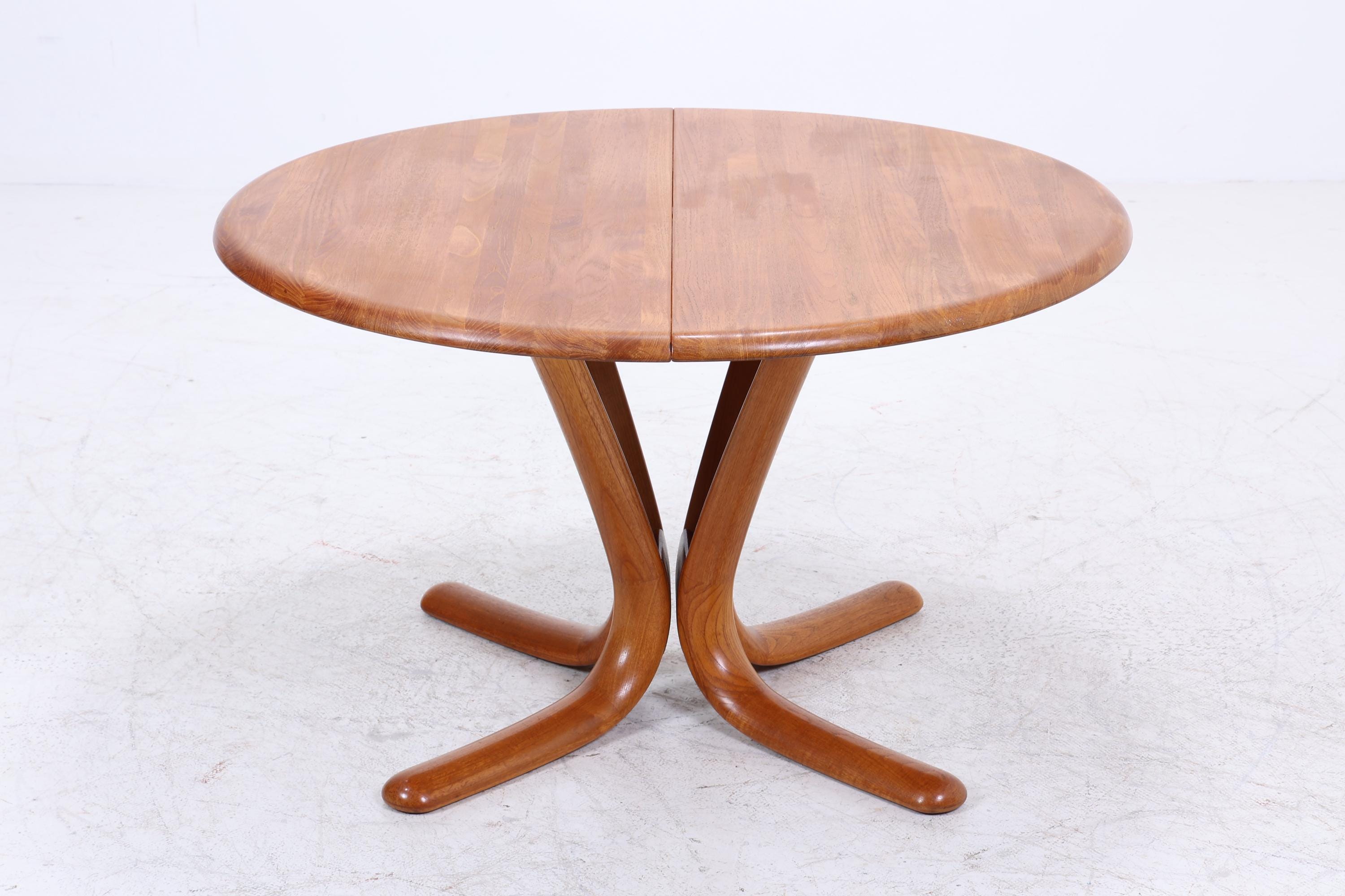 Vintage Teak Esstisch | Mid Century runder Holztisch Teak massiv 60er Jahre