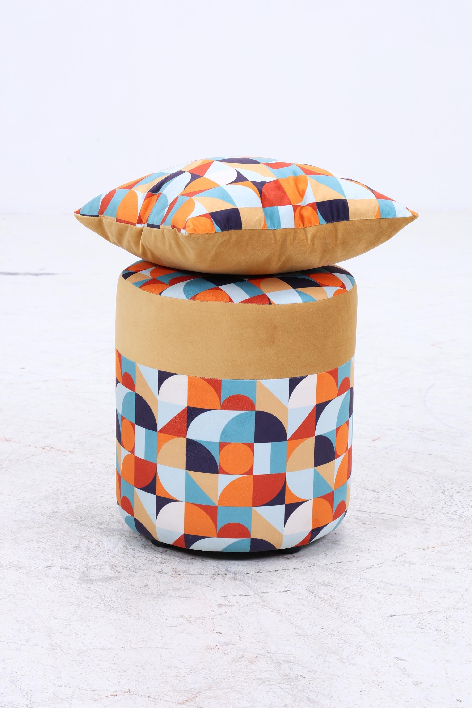 Fußhocker mit Kissen | Schlafzimmer Pouf | Gepolsterter Sitzhocker
