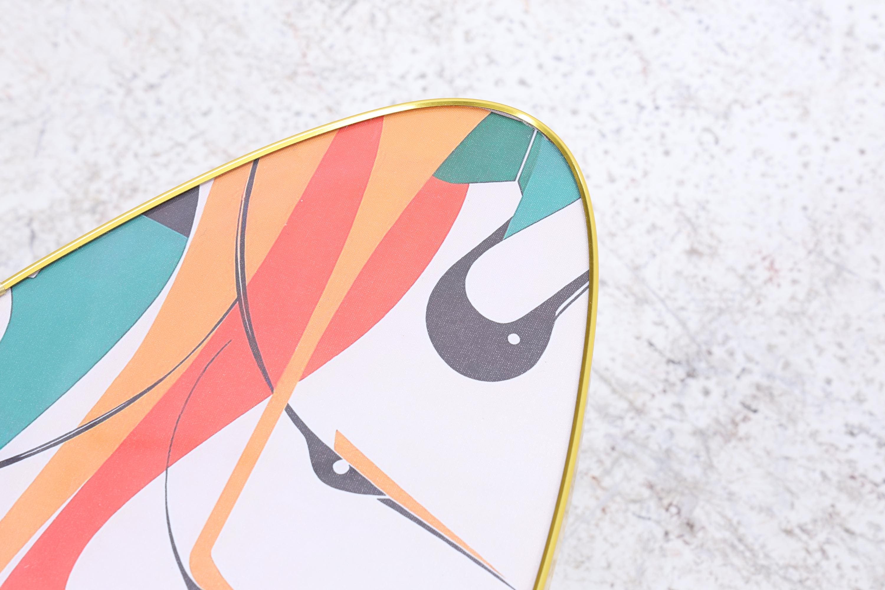 Vintage Blumentisch mit Muster | Mid Century Beisteltisch | Beistelltische 60er Jahre
