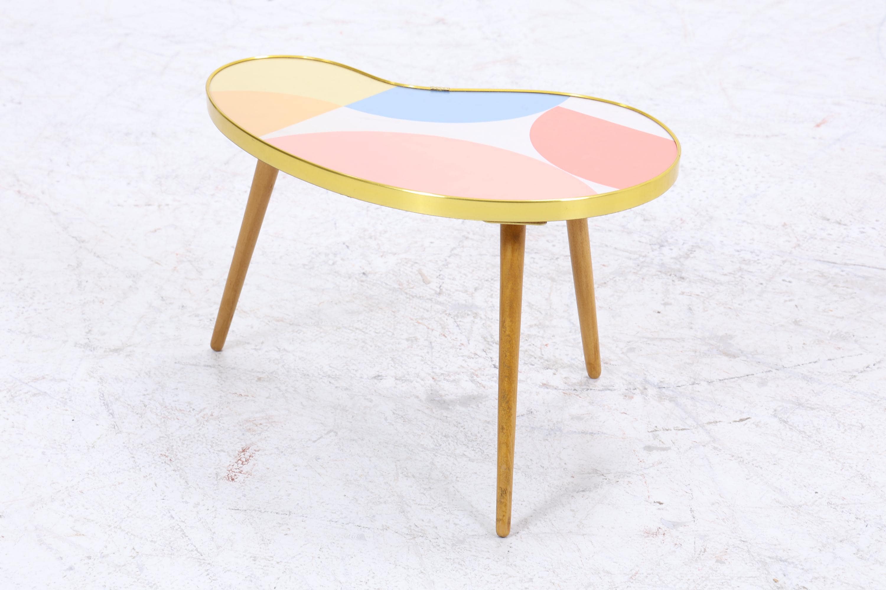 Vintage Nierentisch mit Muster | Mid Century Blumentisch | Beistelltische 60er Jahre