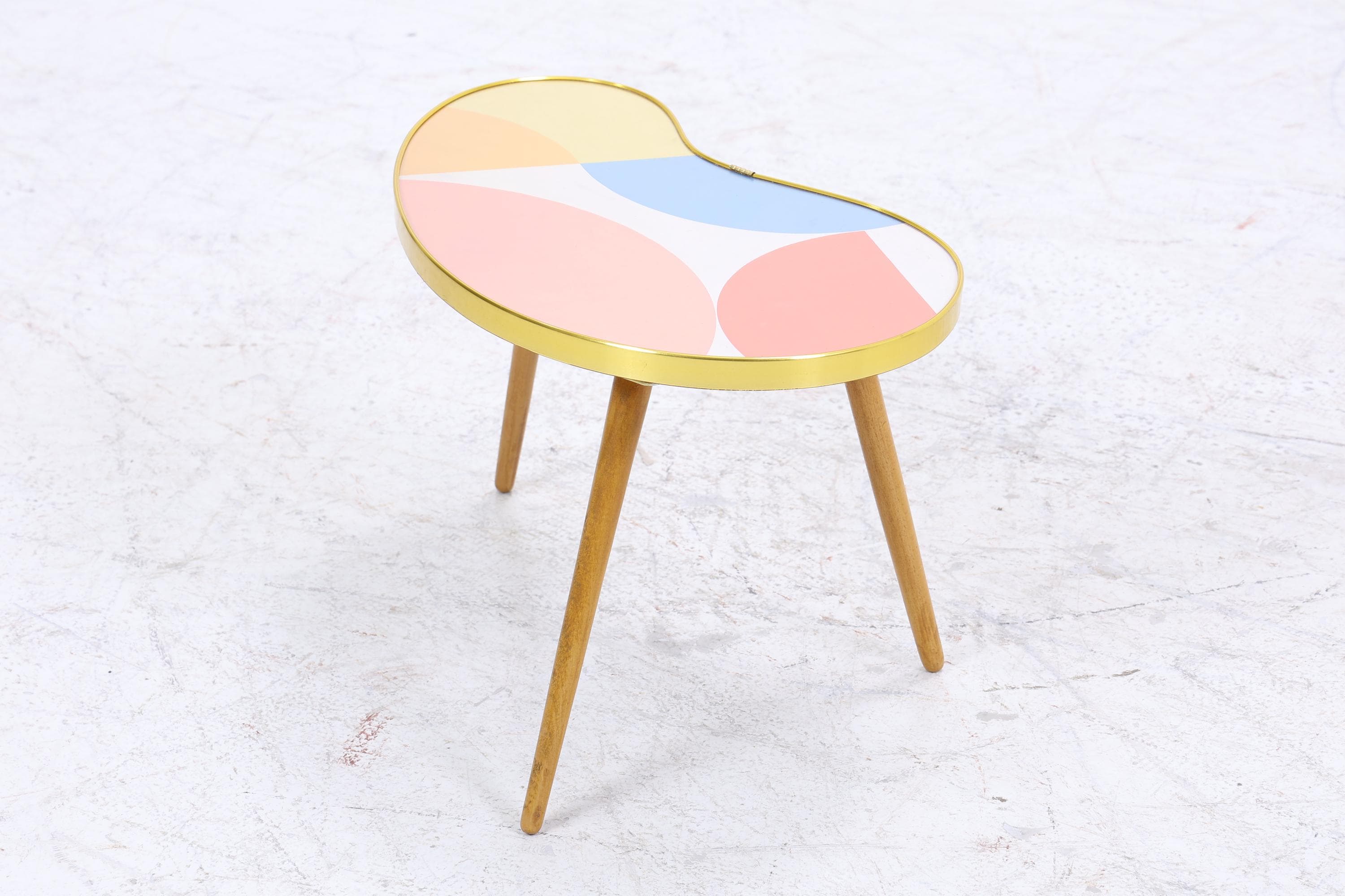 Vintage Nierentisch mit Muster | Mid Century Blumentisch | Beistelltische 60er Jahre