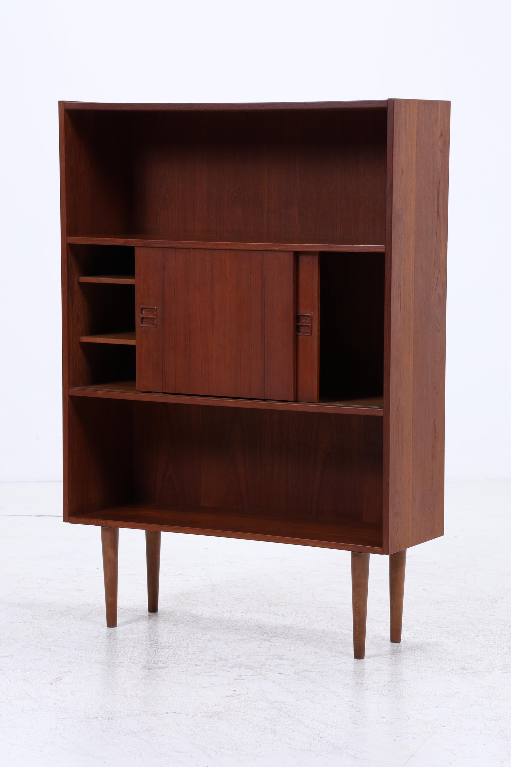 Vintage Teak Regal mit Schiebetüren | Mid Century Regal 60er Jahre | Bücherregal Holz