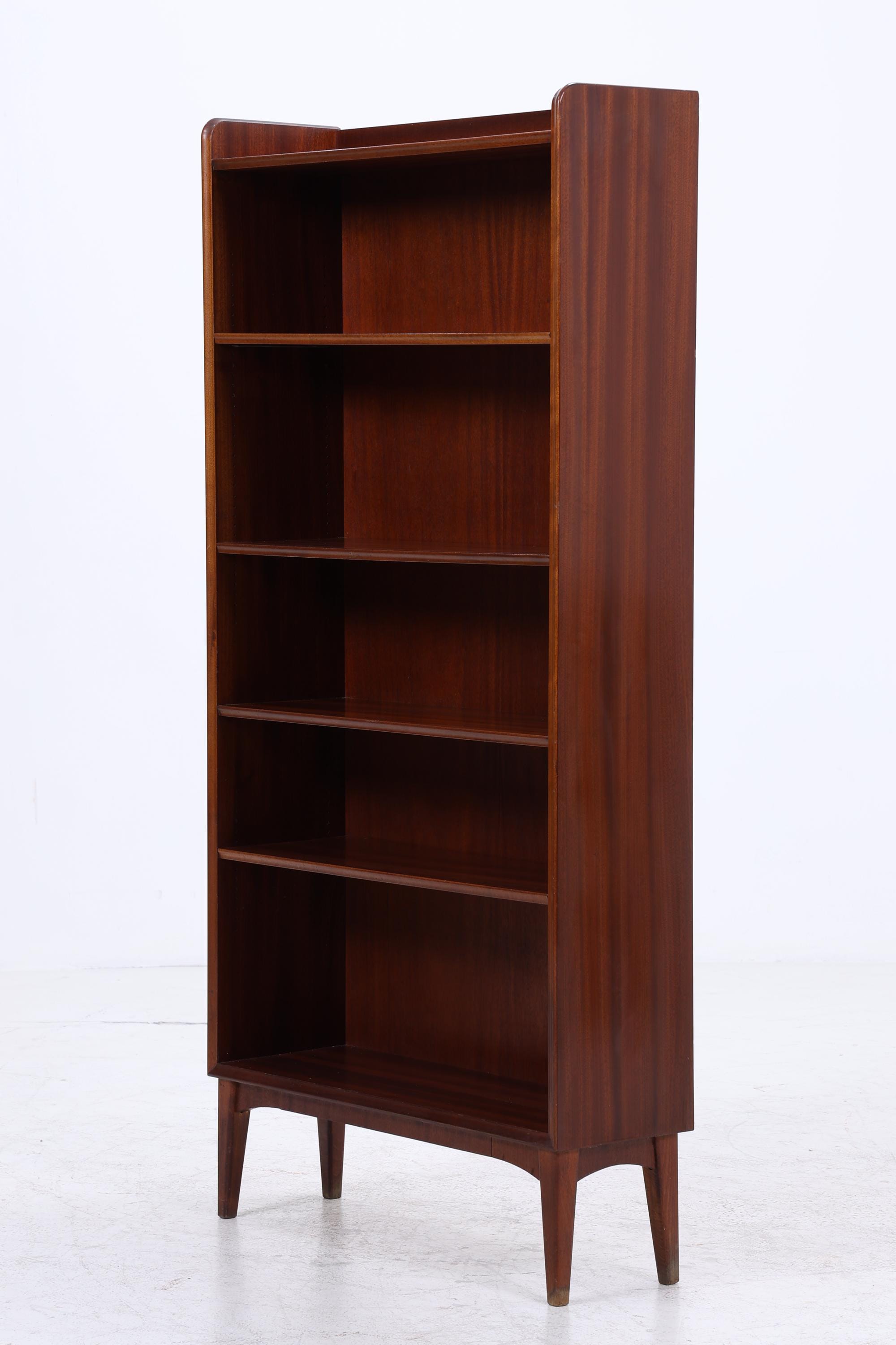 Vintage Mahagoni Bücherregal | Mid Century Regal 60er Jahre | Hohes Holz Standregal