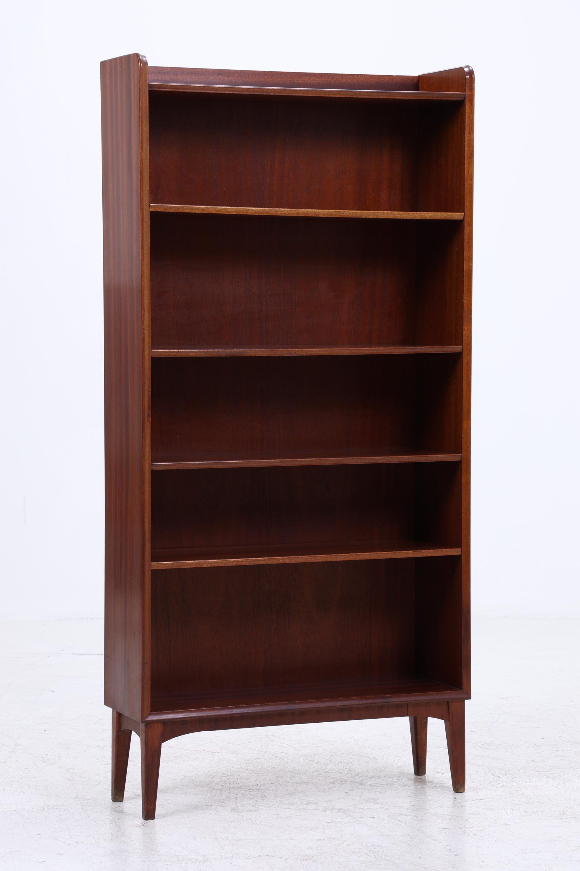 Vintage Mahagoni Bücherregal | Mid Century Regal 60er Jahre | Hohes Holz Standregal