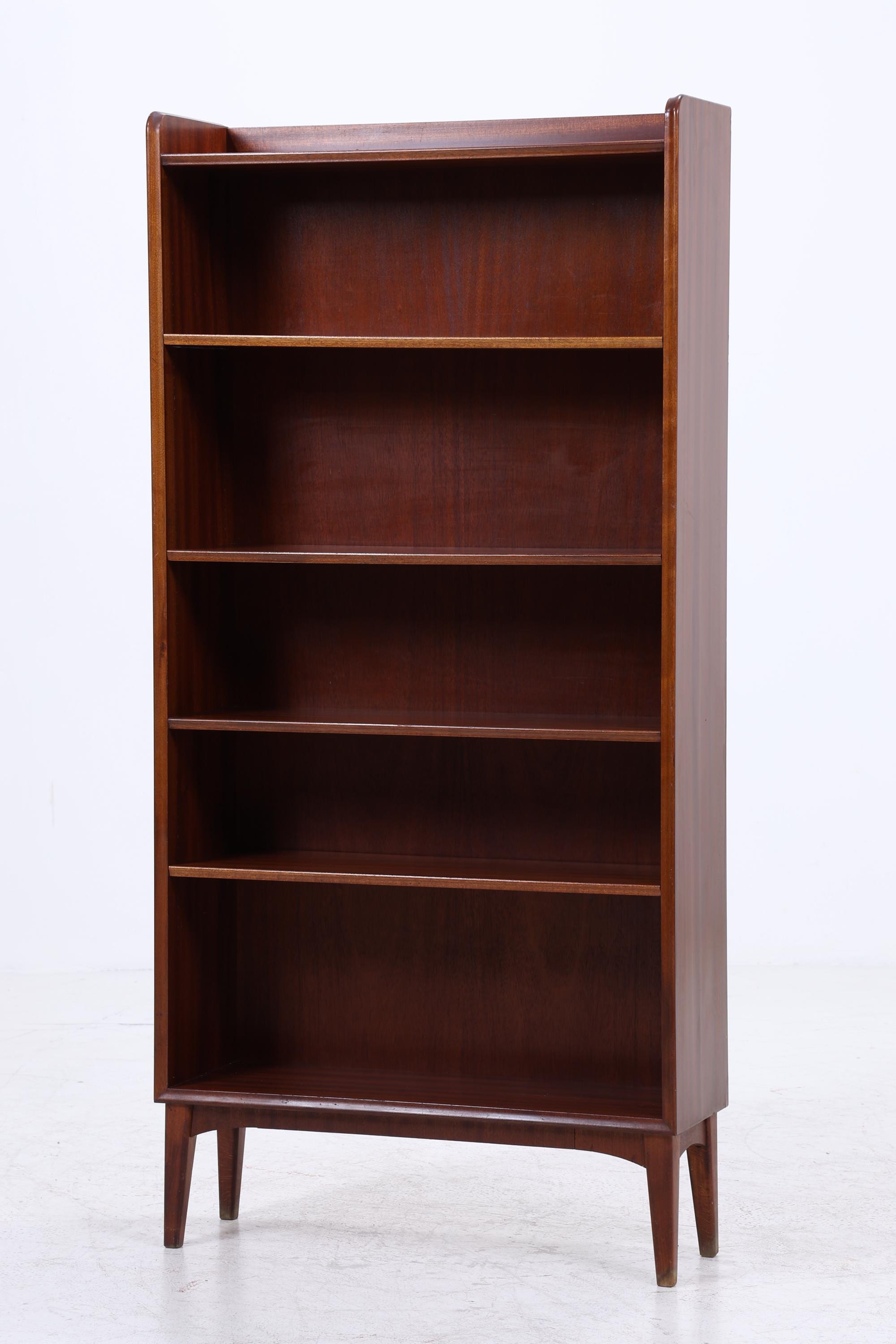Vintage Mahagoni Bücherregal | Mid Century Regal 60er Jahre | Hohes Holz Standregal