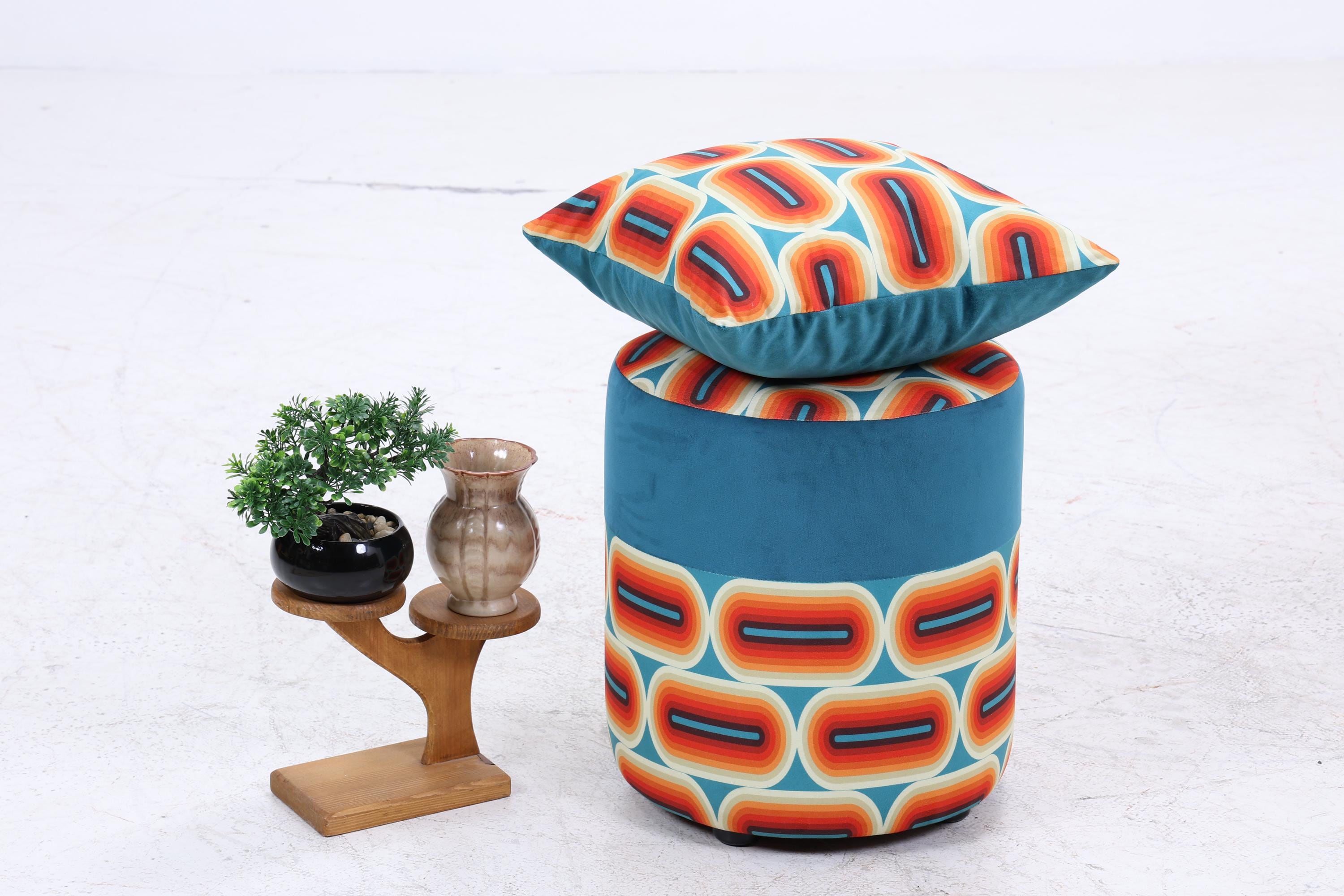 Fußhocker mit Kissen | Schlafzimmer Pouf | Gepolsterter Sitzhocker