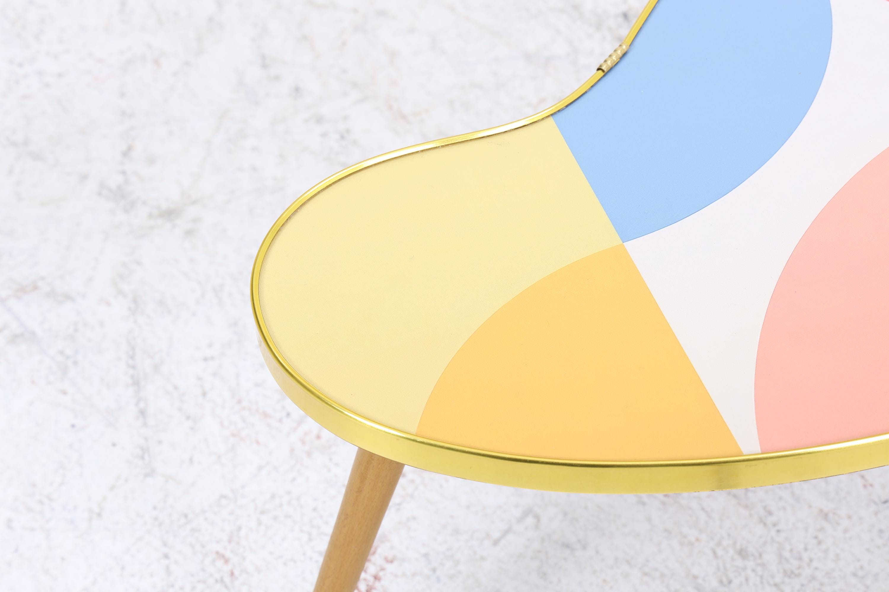 Vintage Nierentisch mit Muster | Mid Century Blumentisch | Beistelltische 60er Jahre