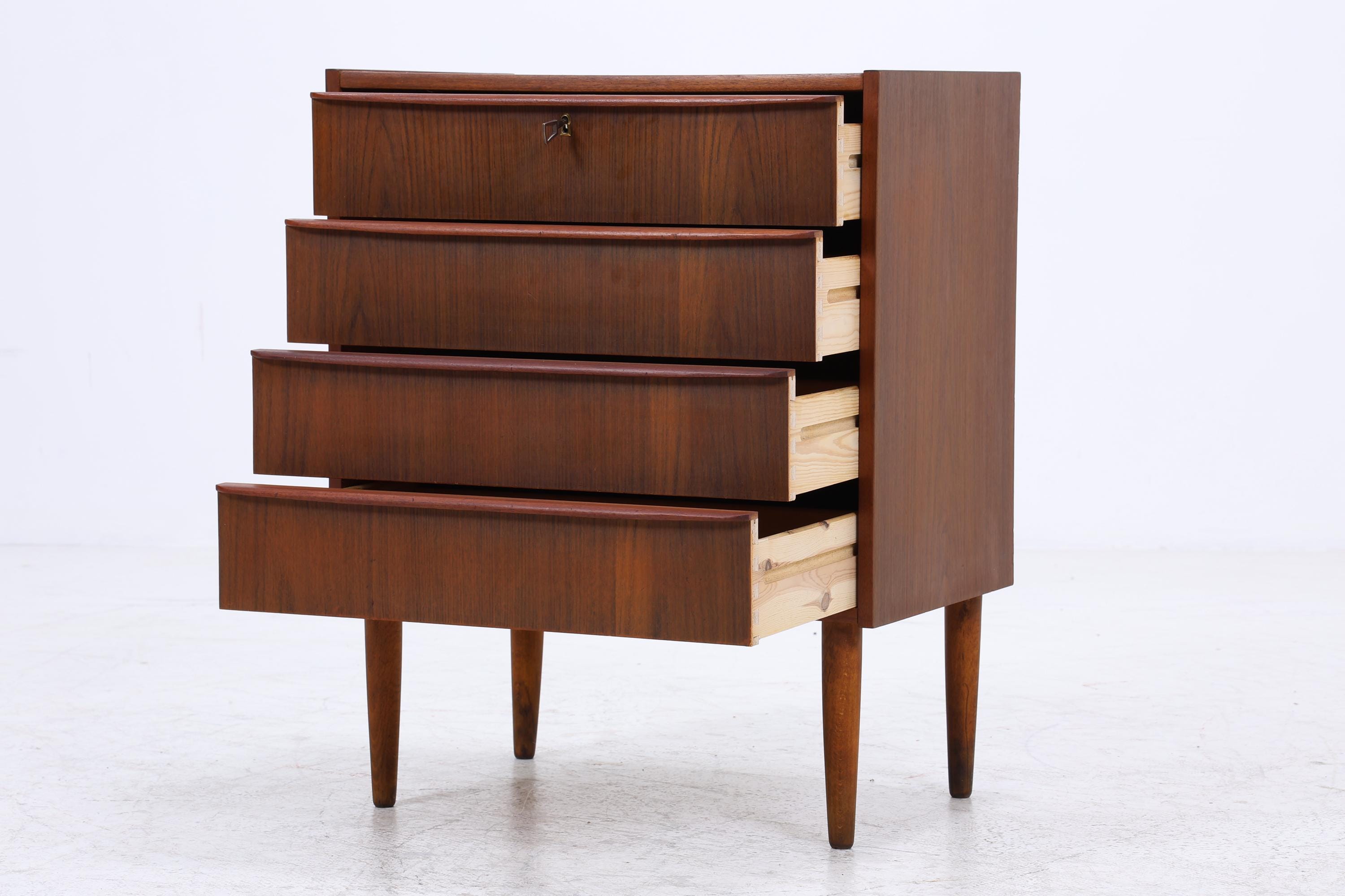 Teak Schubladenkommode | Mid-Century Vintage Kommode mit 4 Schubladen | Scandinavian Design 1960er