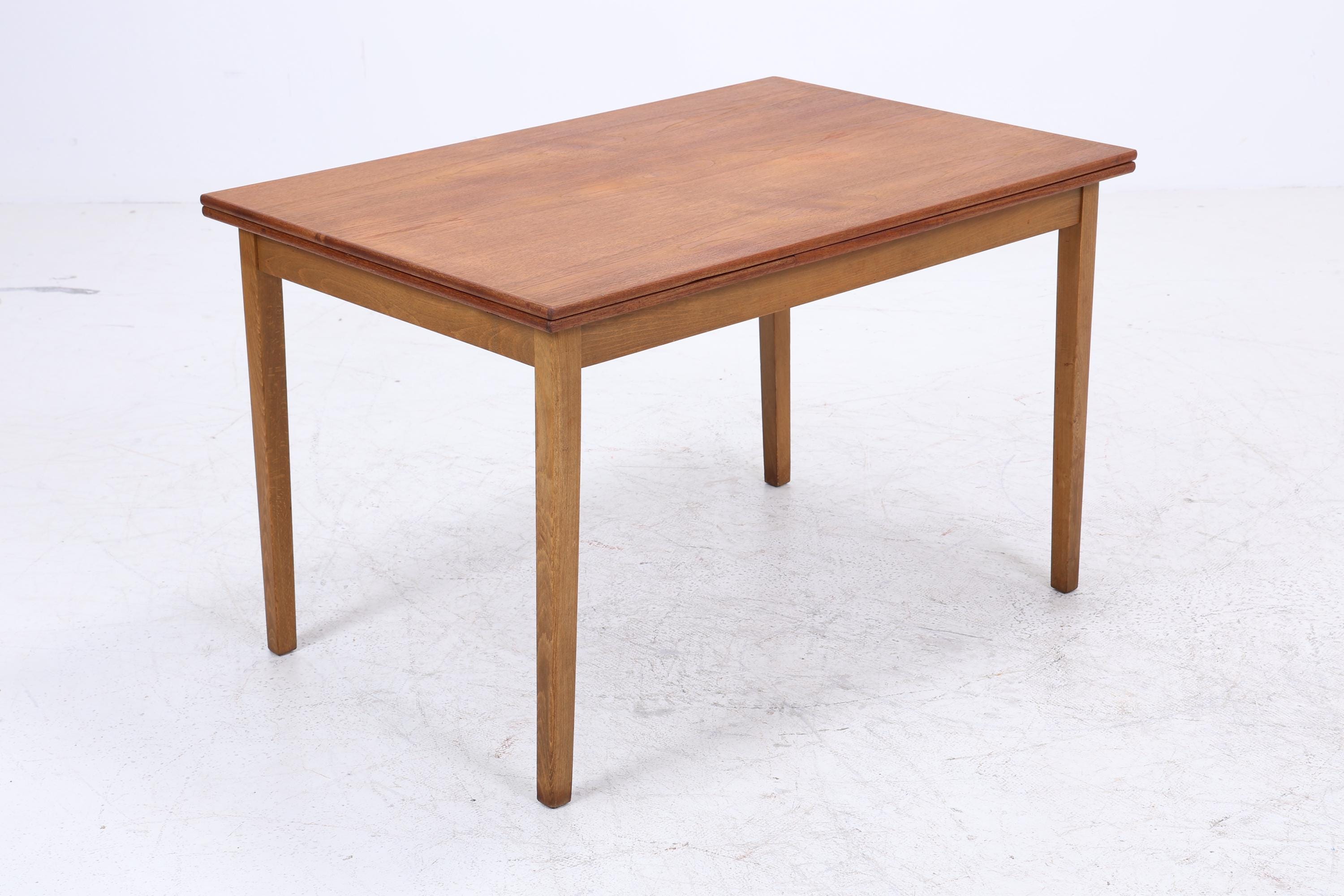 Vintage Teak Esstisch | Mid Century Ausziehtisch mit 2 Ausziehplatten