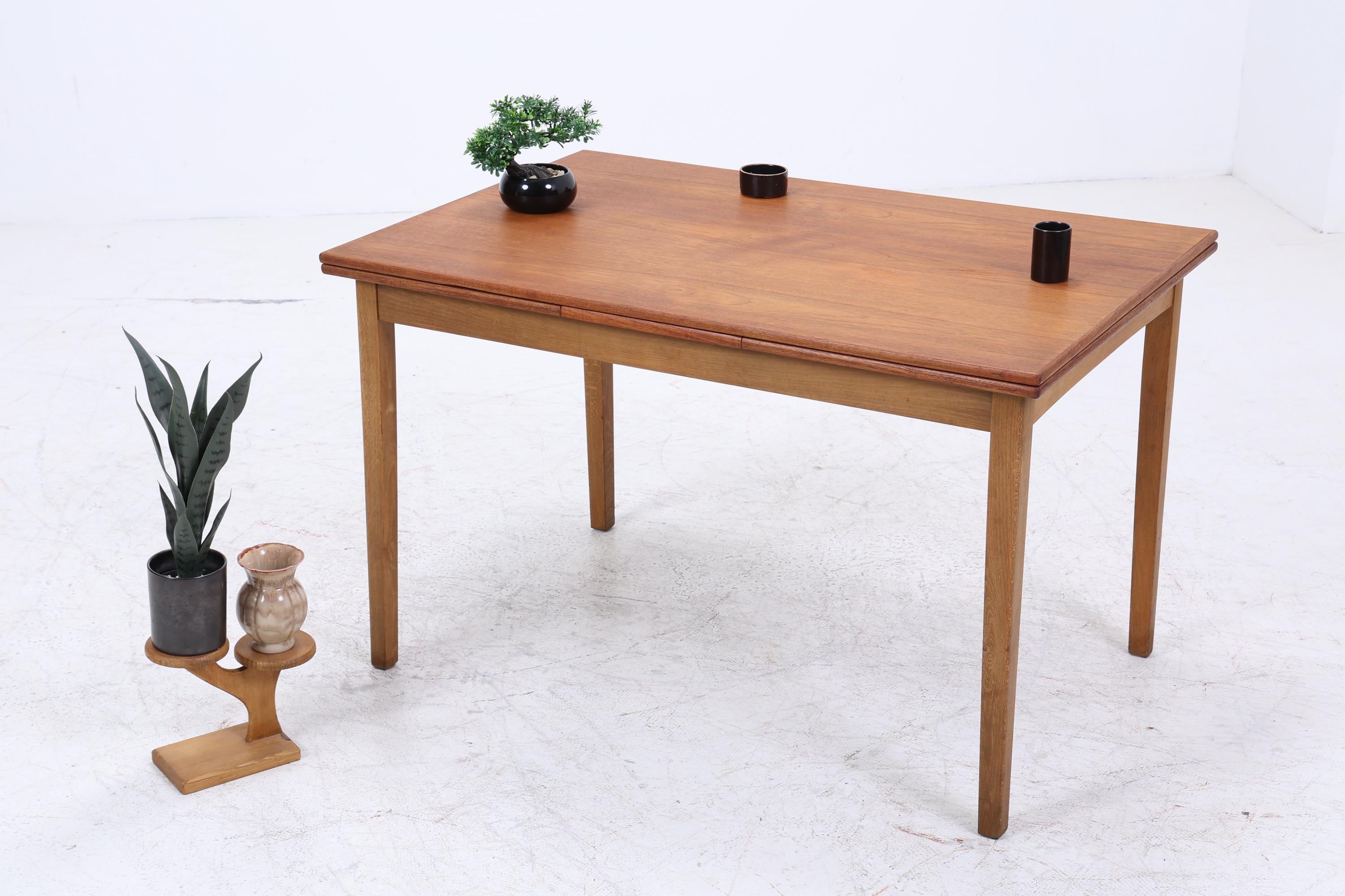 Vintage Teak Esstisch | Mid Century Ausziehtisch mit 2 Ausziehplatten