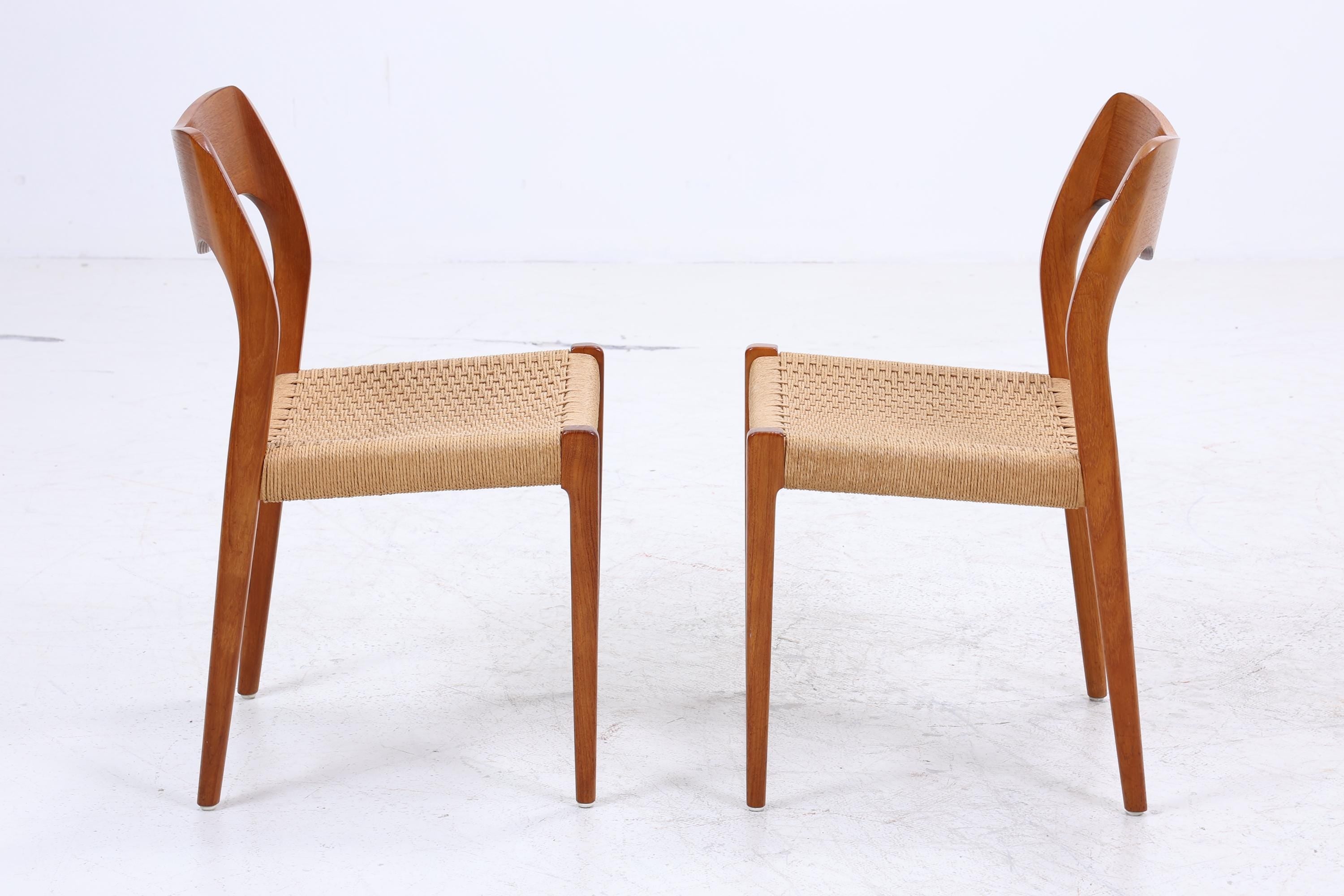 2er Set Teak Esszimmerstühle | Niels Otto Møller für JL Møllers | Dänisches Mid-Century Design