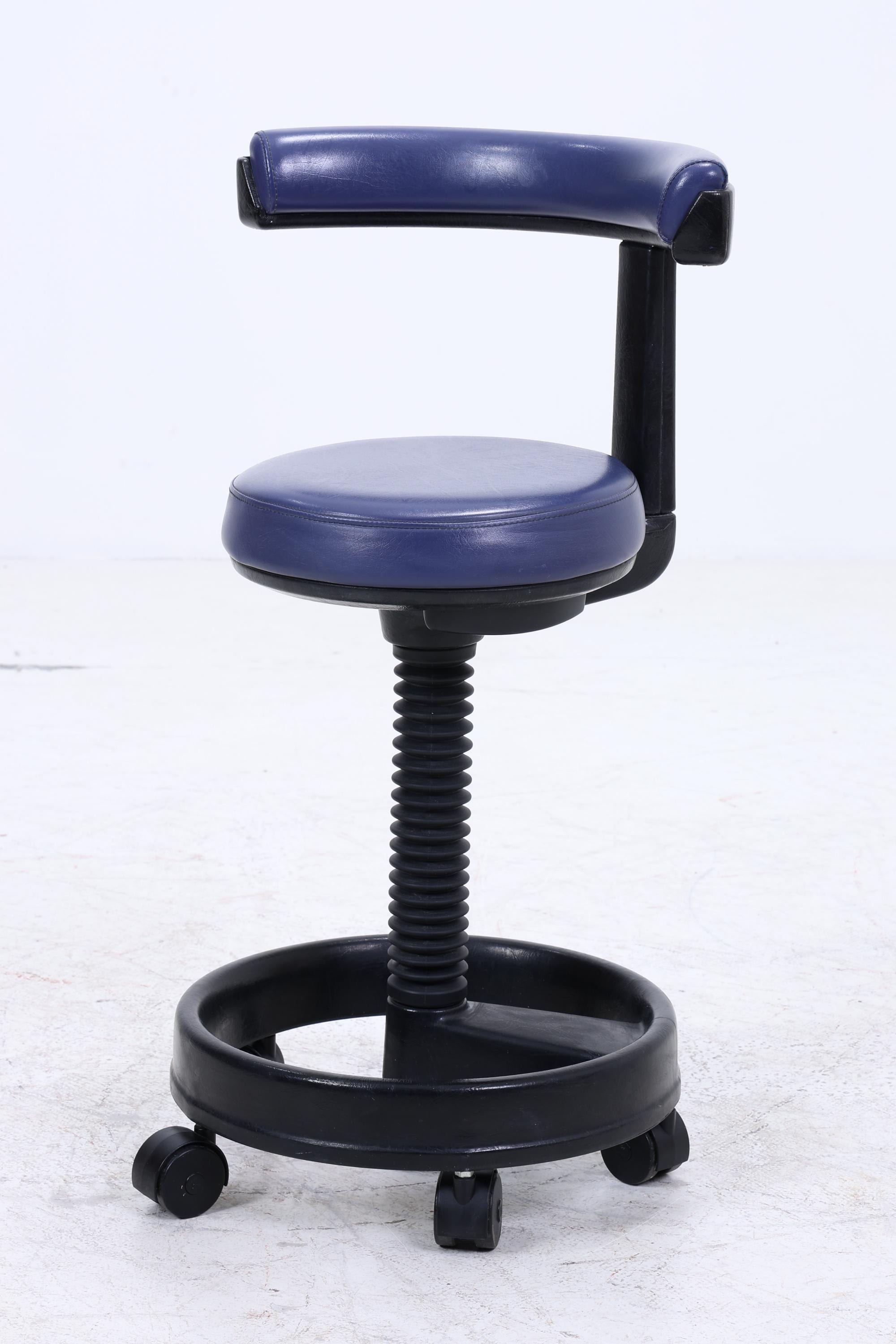 1v4 Siemens Sirona Stil Rollhocker | Vintage Praxis- & Laborhocker | Industrie Design Drehhocker