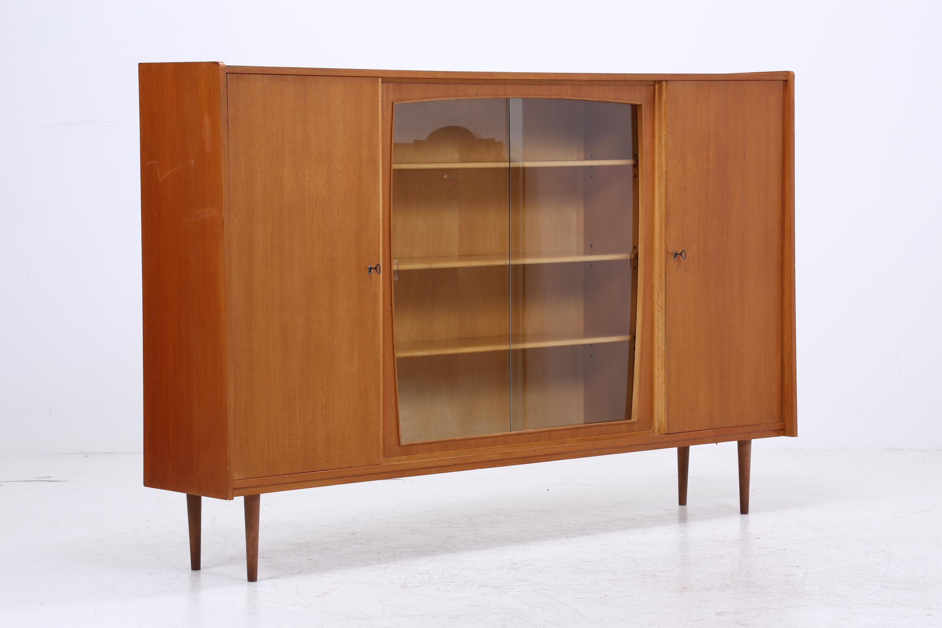 Vintage Vitrine aus den 60ern | Mid-Century Highboard mit Glas-Schiebetüren