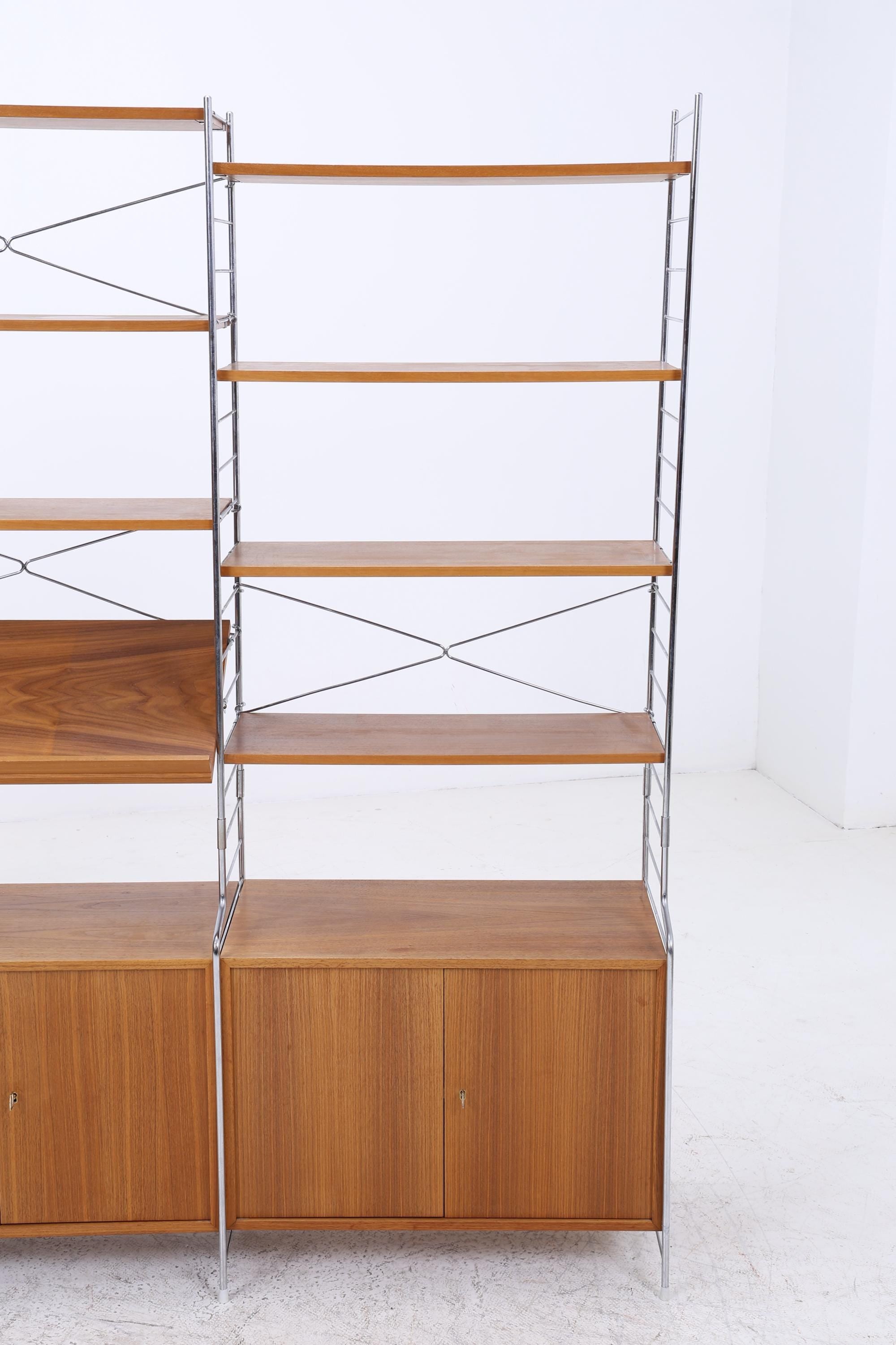 Vintage Teak Schrankwand WHB | Mid-Century Modular String Regalsystem